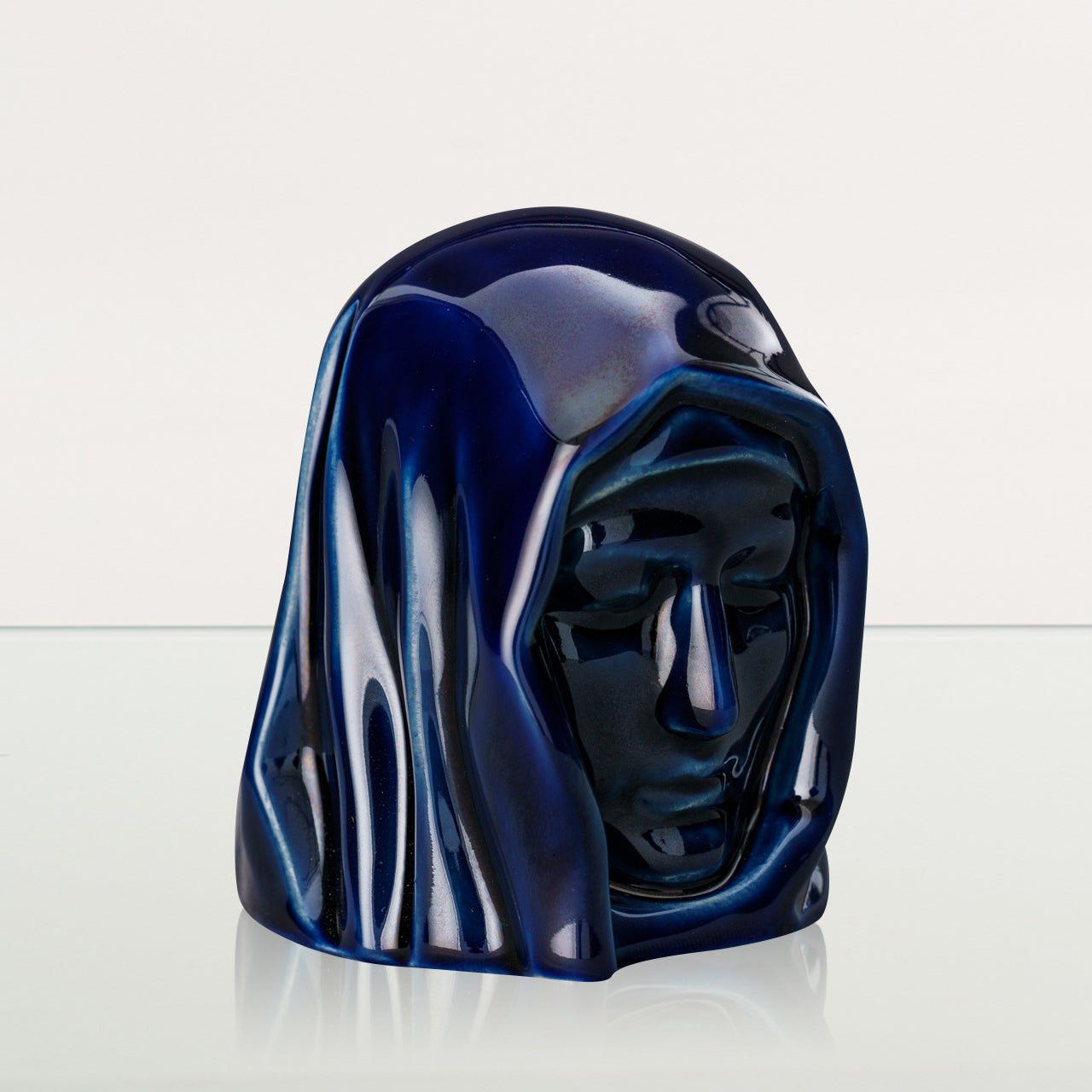 Handmade Mini Keepsake Urn "The Holy Mother" - Cobalt Metallic | Ceramic Mini Urn - Pulvis Art Urns