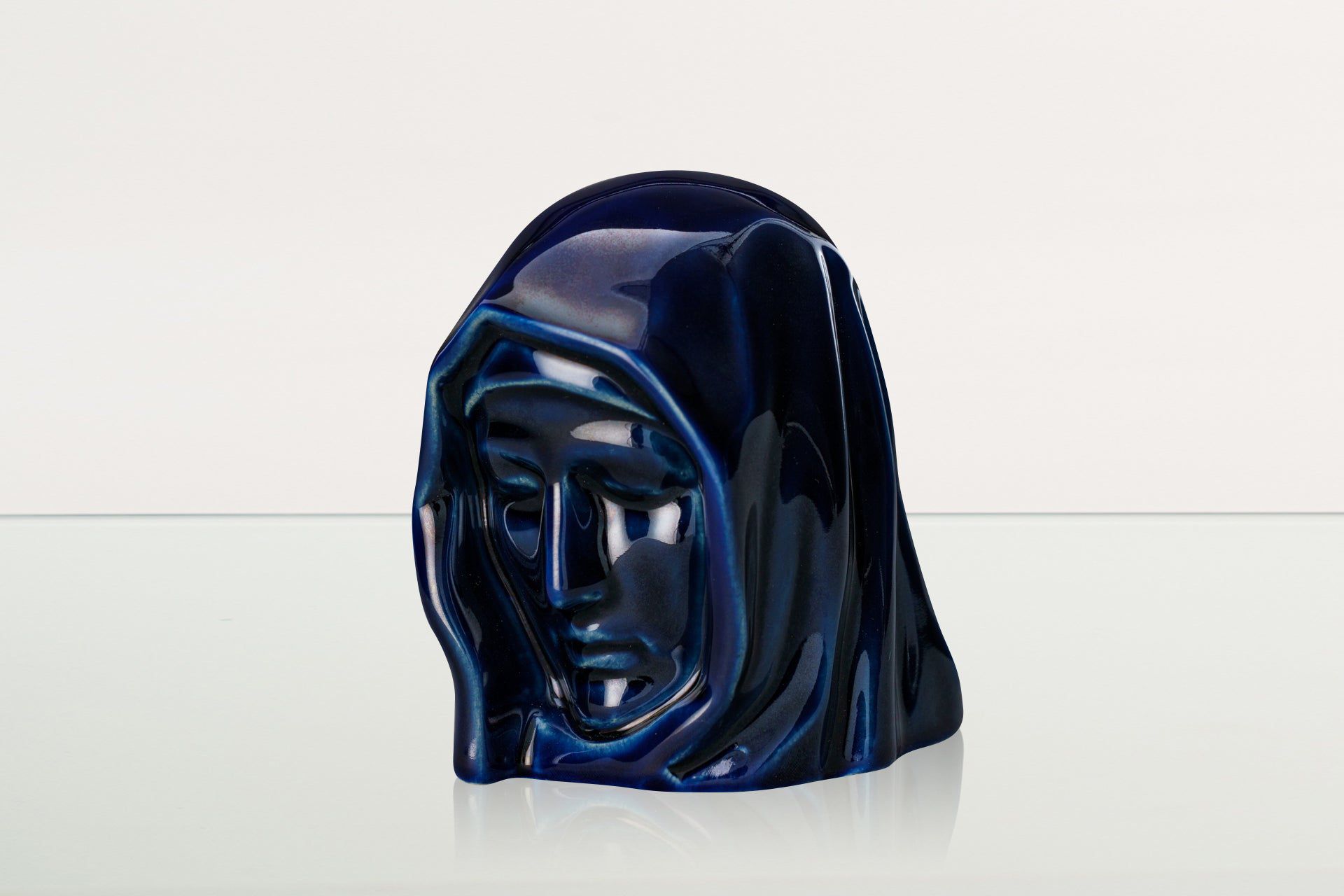 Handmade Mini Keepsake Urn "The Holy Mother" - Cobalt Metallic | Ceramic Mini Urn - Pulvis Art Urns