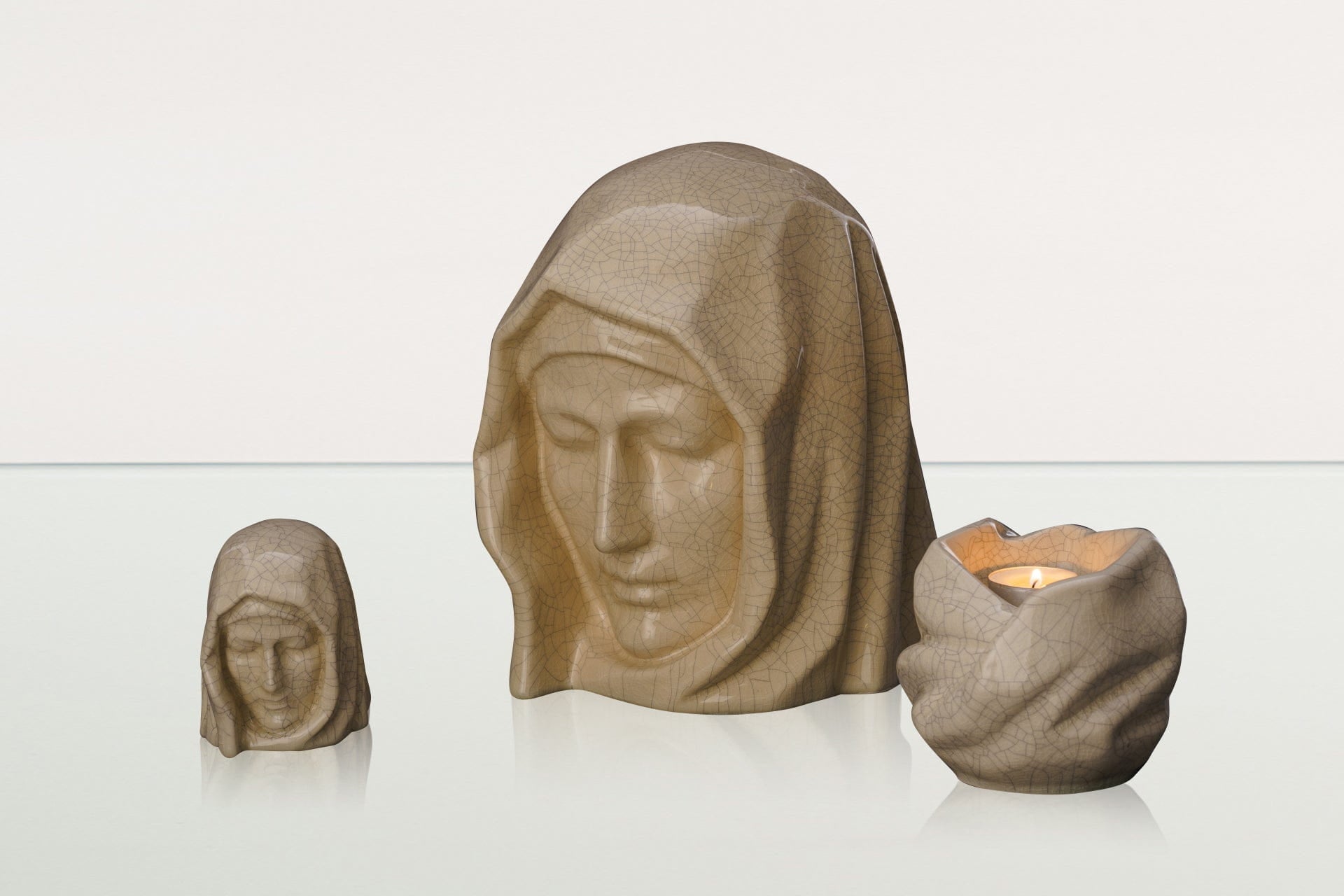 Handmade Mini Keepsake Urn "The Holy Mother" - Craquelure | Ceramic Mini Urn - Pulvis Art Urns