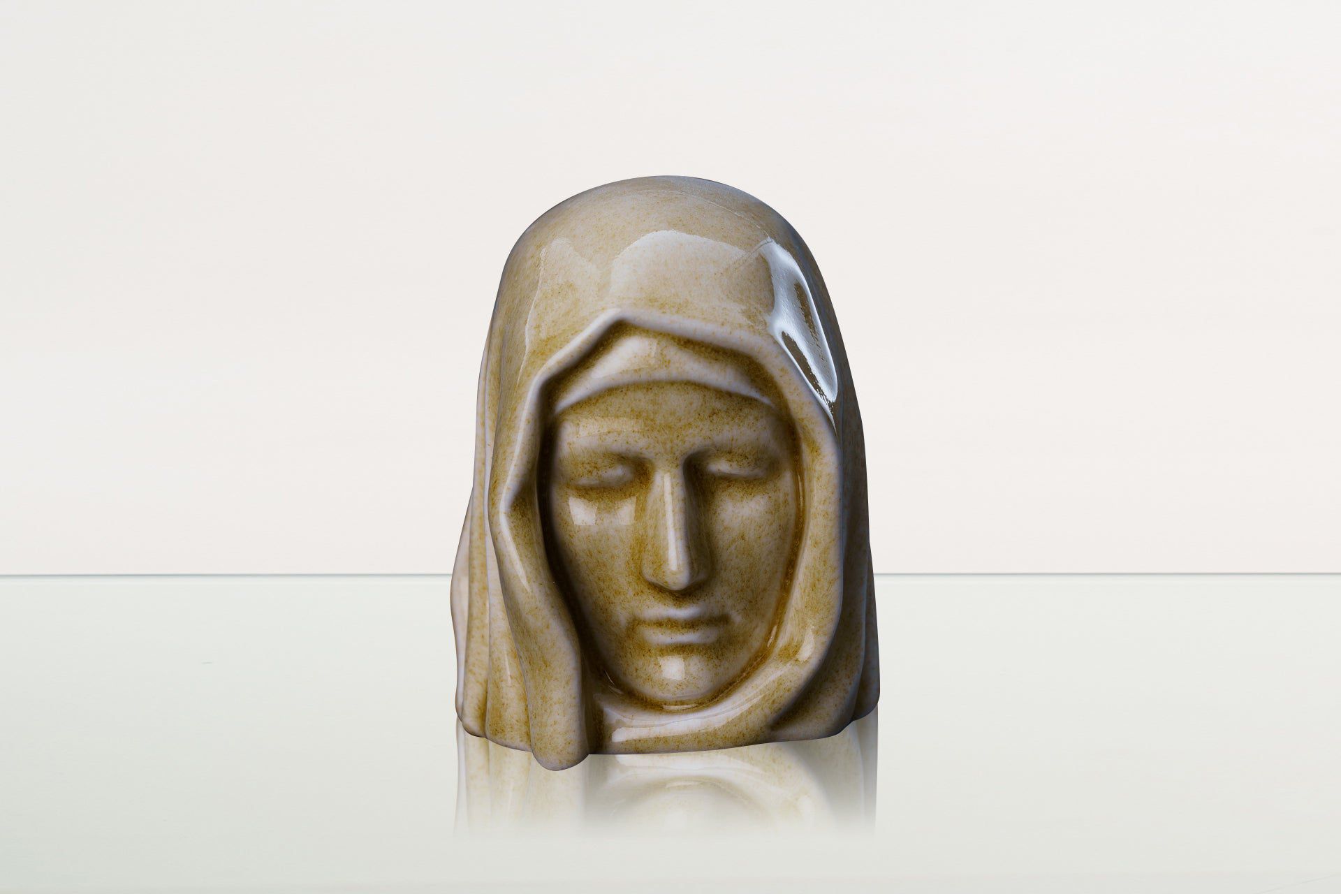 Handmade Mini Keepsake Urn "The Holy Mother" - Light Sand | Ceramic Mini Urn - Pulvis Art Urns