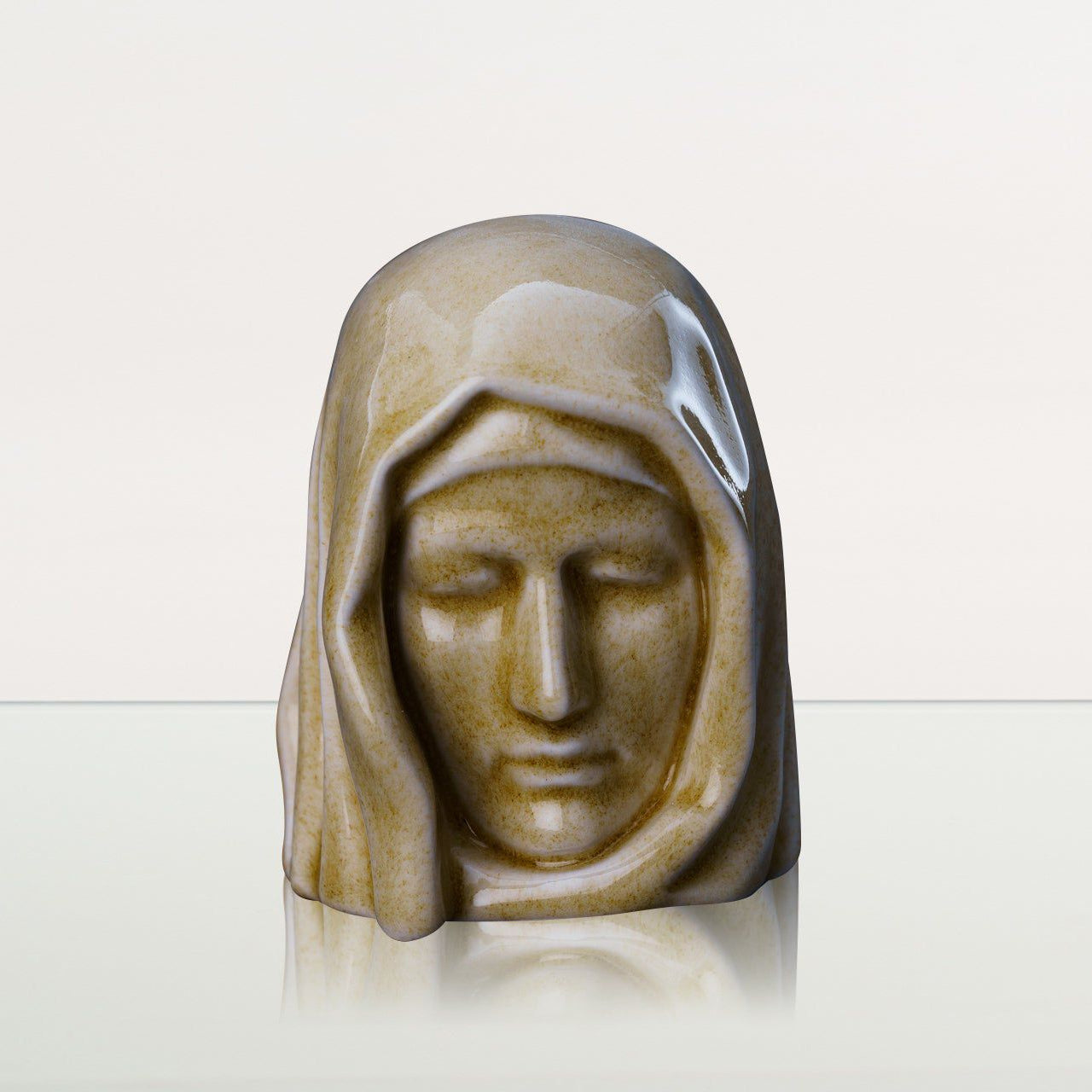 Handmade Mini Keepsake Urn "The Holy Mother" - Light Sand | Ceramic Mini Urn - Pulvis Art Urns