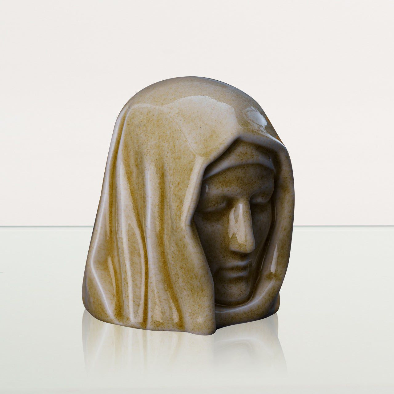 Handmade Mini Keepsake Urn "The Holy Mother" - Light Sand | Ceramic Mini Urn - Pulvis Art Urns