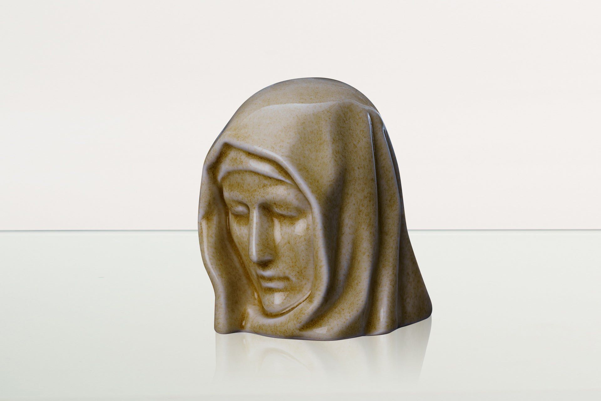 Handmade Mini Keepsake Urn "The Holy Mother" - Light Sand | Ceramic Mini Urn - Pulvis Art Urns