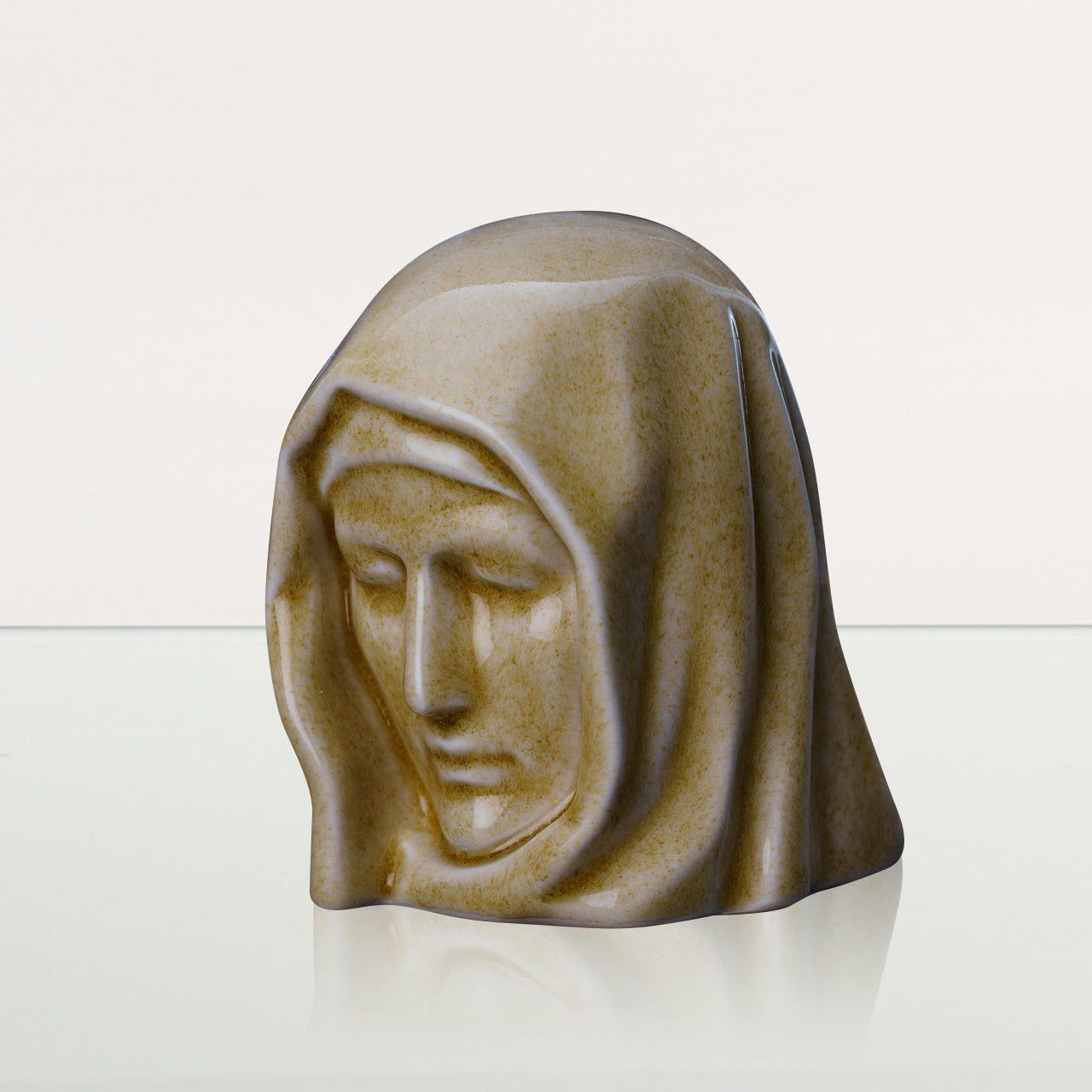Handmade Mini Keepsake Urn "The Holy Mother" - Light Sand | Ceramic Mini Urn - Pulvis Art Urns