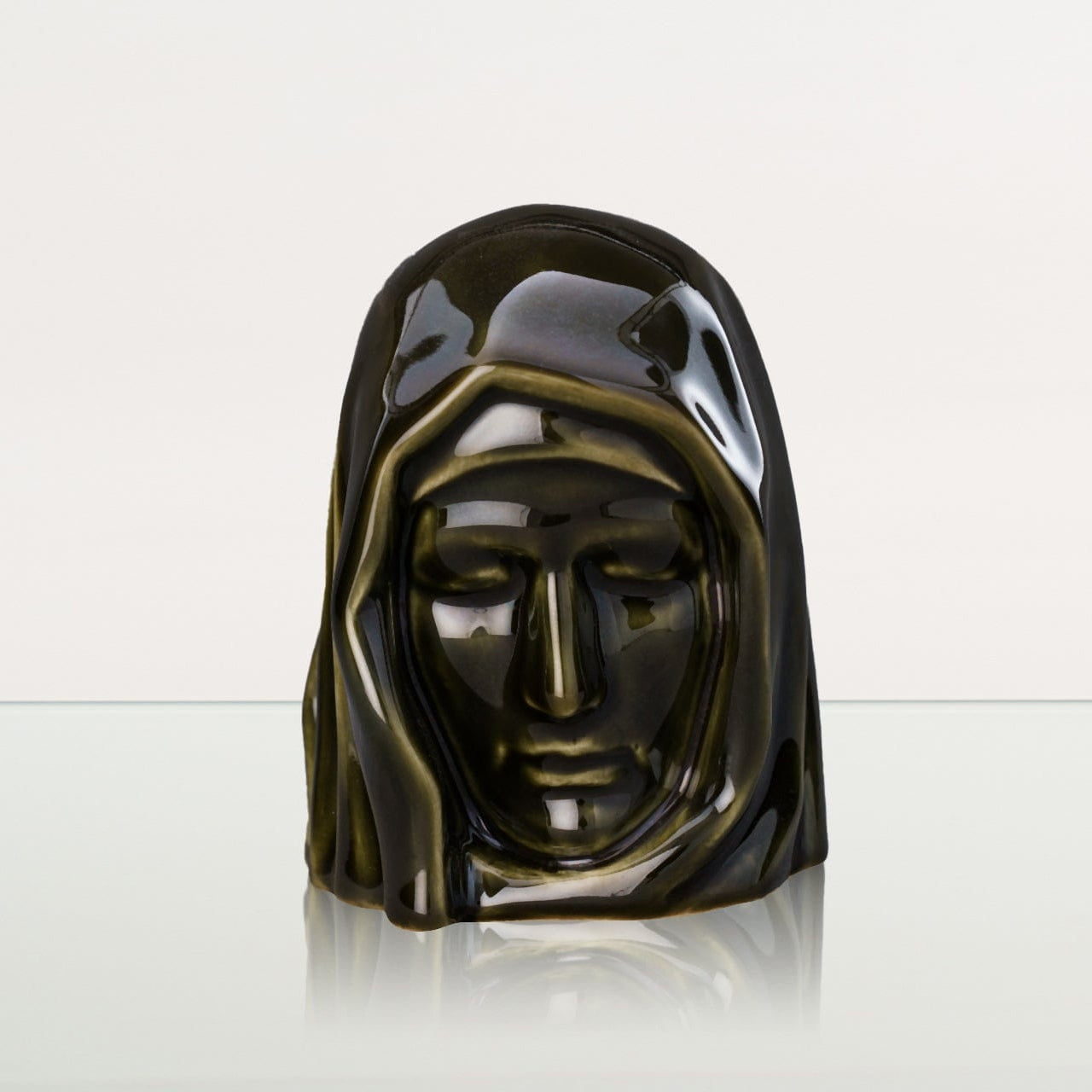 Handmade Mini Keepsake Urn "The Holy Mother" - Oily Green | Ceramic Mini Urn - Pulvis Art Urns