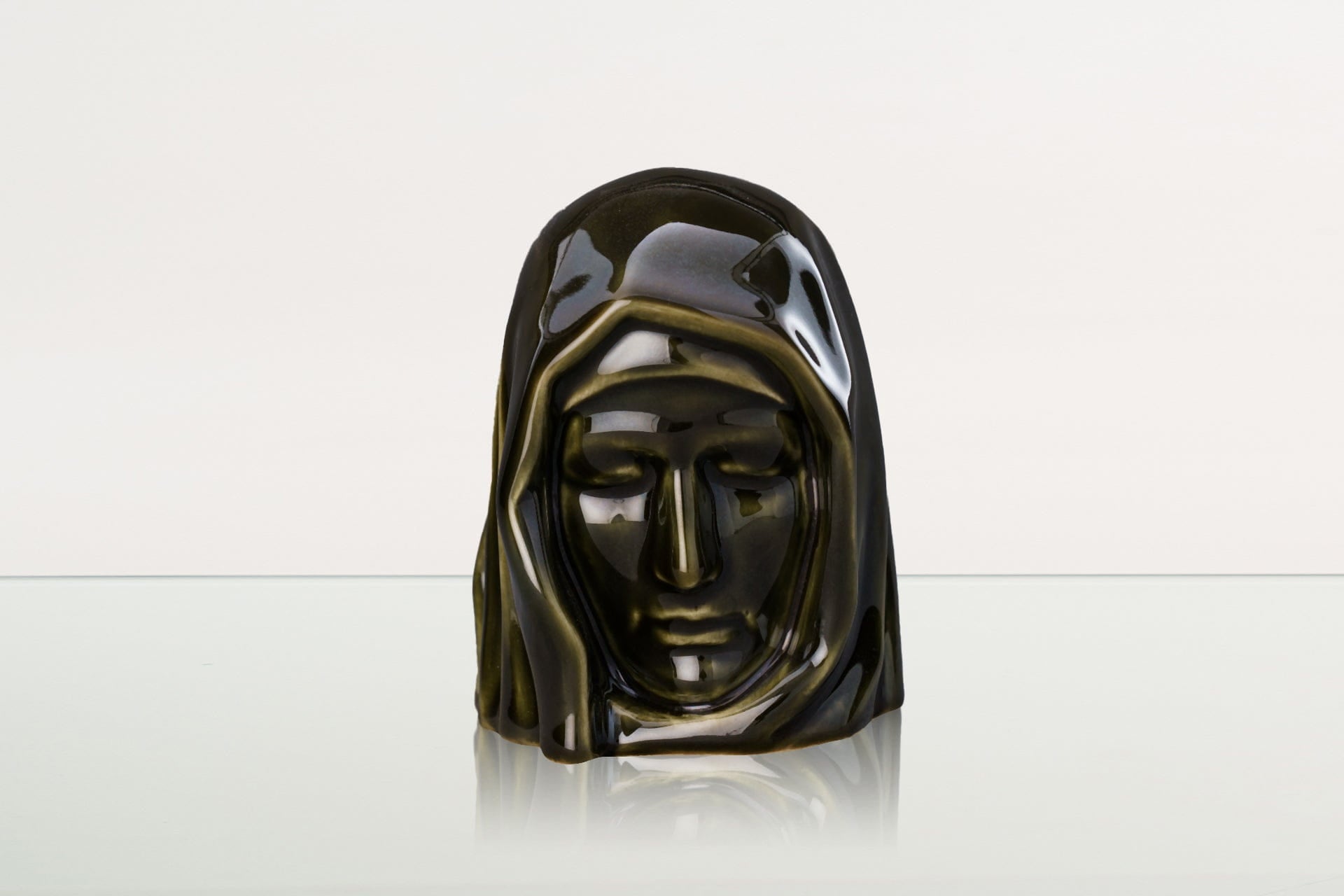 Handmade Mini Keepsake Urn "The Holy Mother" - Oily Green | Ceramic Mini Urn - Pulvis Art Urns