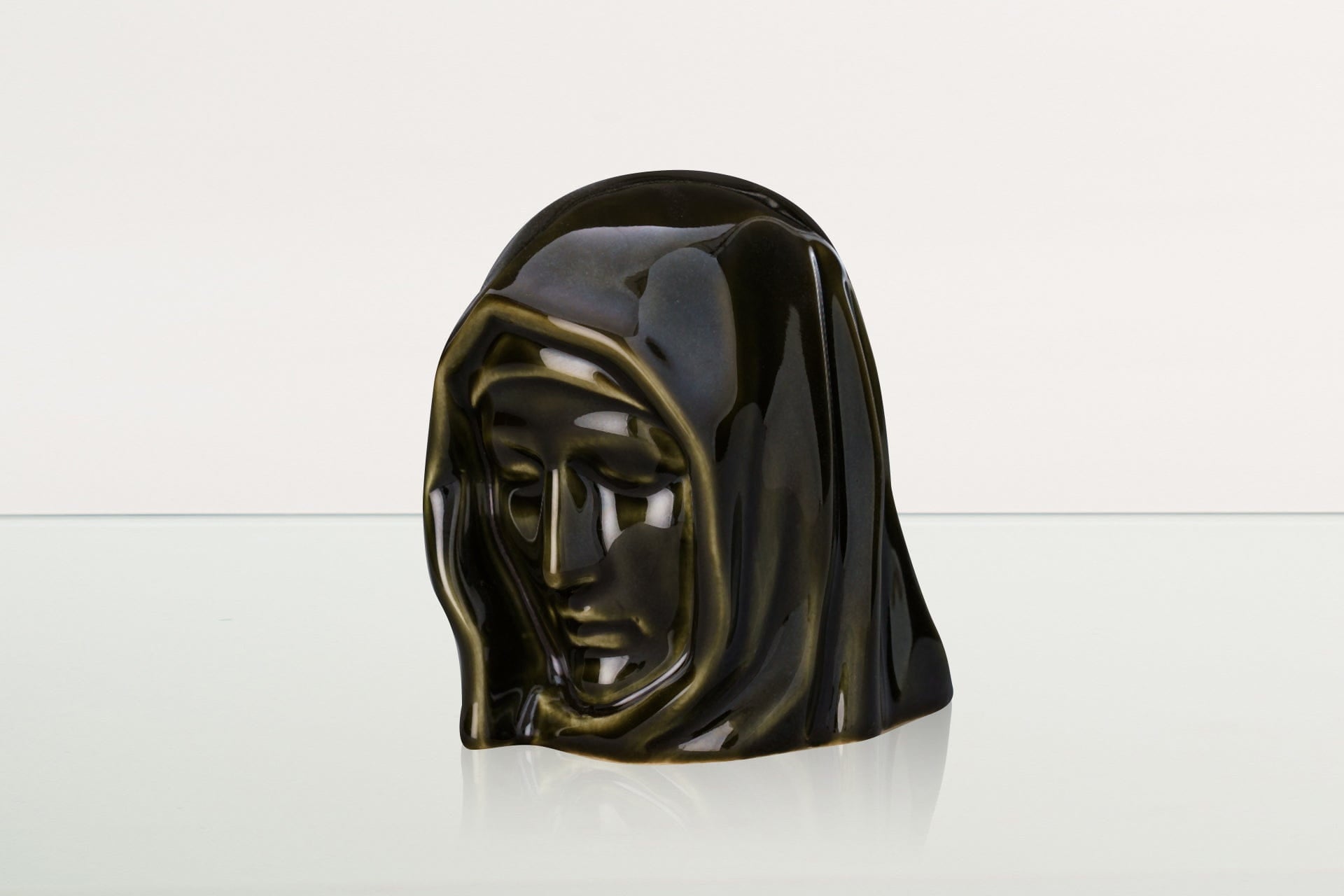 Handmade Mini Keepsake Urn "The Holy Mother" - Oily Green | Ceramic Mini Urn - Pulvis Art Urns