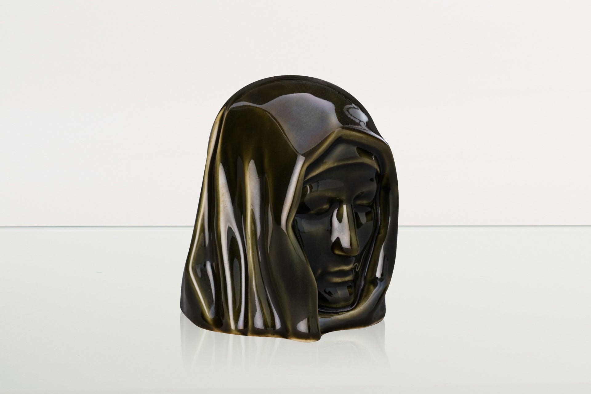 Handmade Mini Keepsake Urn "The Holy Mother" - Oily Green | Ceramic Mini Urn - Pulvis Art Urns