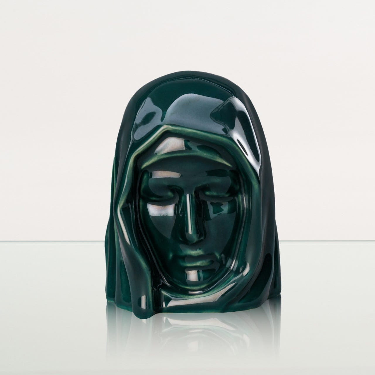 Handmade Mini Keepsake Urn "The Holy Mother" - Oxide Green | Mini Ceramic Urn - Pulvis Art Urns