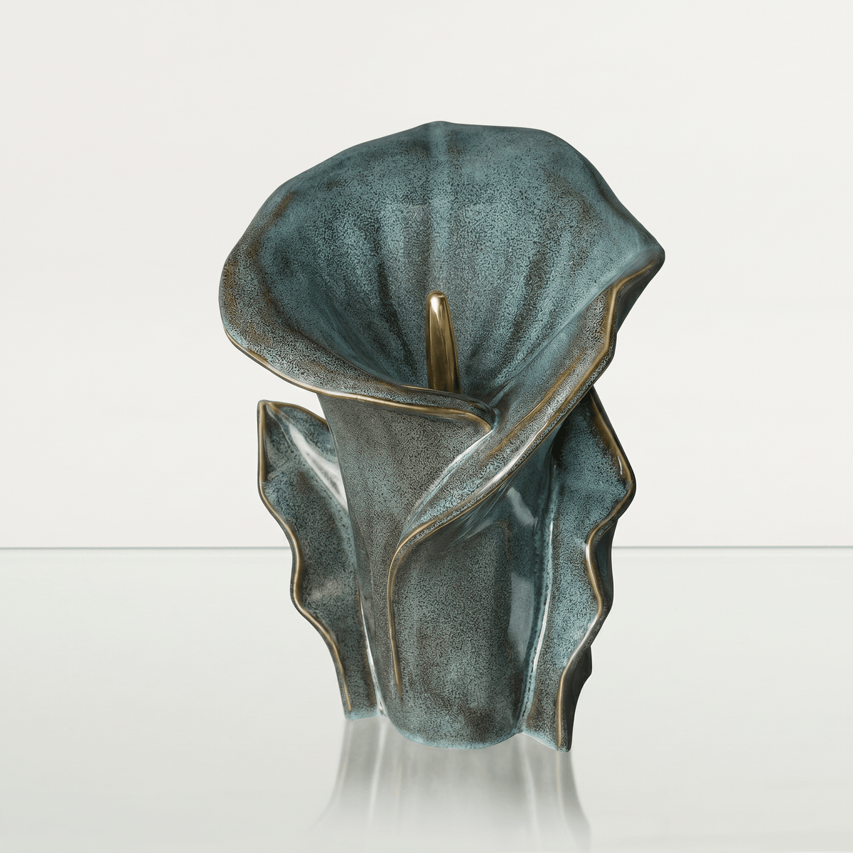Pulvis Art Urns Medium Size Urn Calla Flower Memorial Urn for Ashes - Large Urn | Oily Green Melange