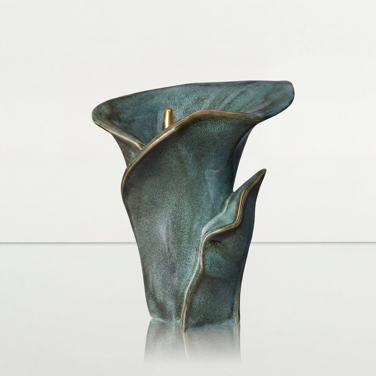 Pulvis Art Urns Medium Size Urn Calla Flower Memorial Urn for Ashes - Large Urn | Oily Green Melange