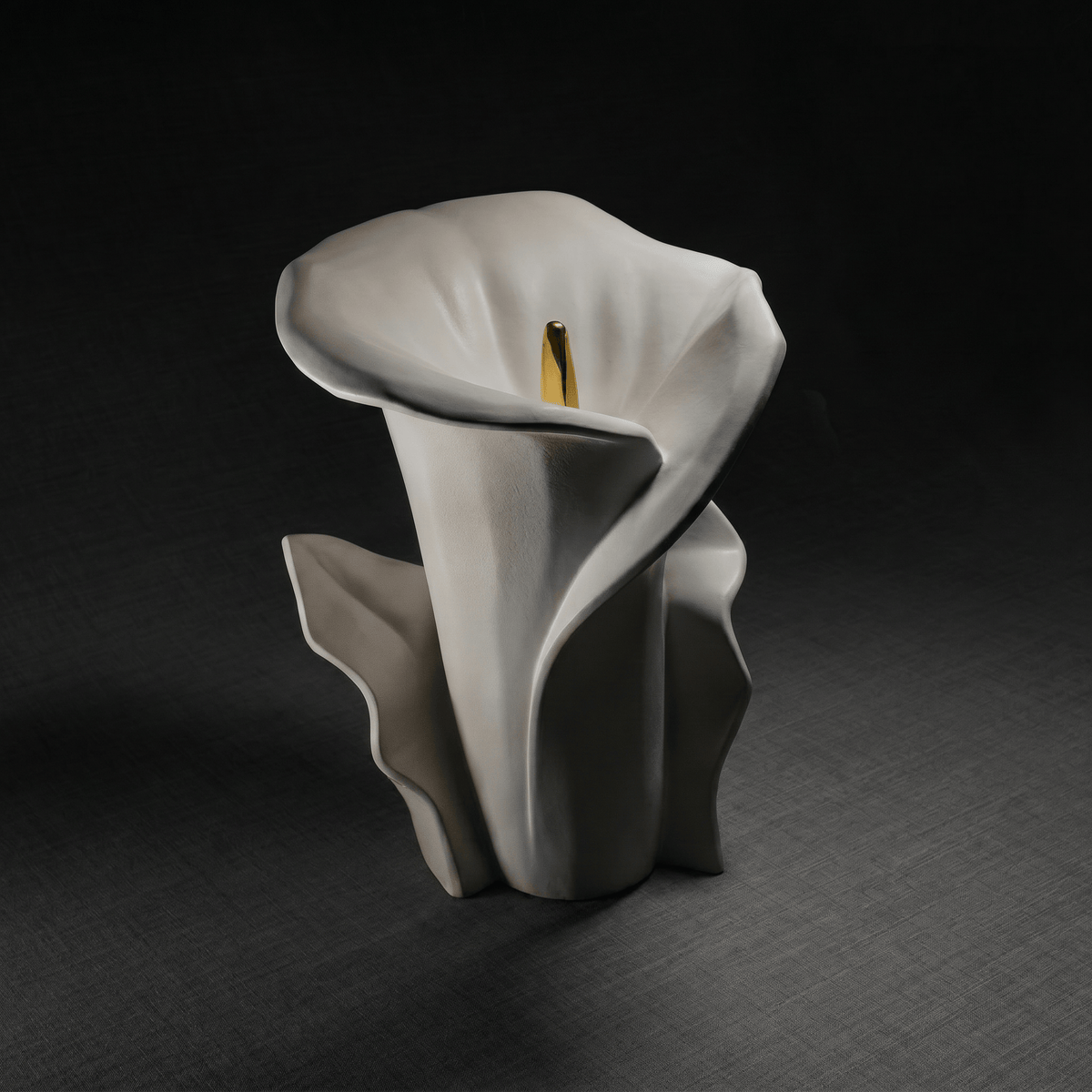 Pulvis Art Urns Medium Size Urn Calla Flower Memorial Urn for Ashes - Large Urn | White Matte