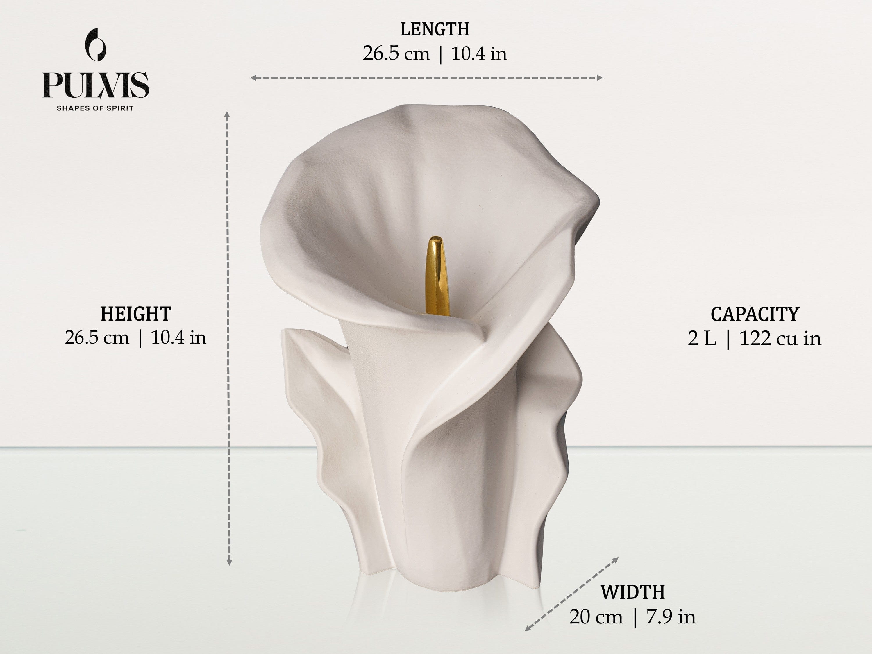 Pulvis Art Urns Medium Size Urn Calla Flower Memorial Urn for Ashes - Medium Urn | sizes
