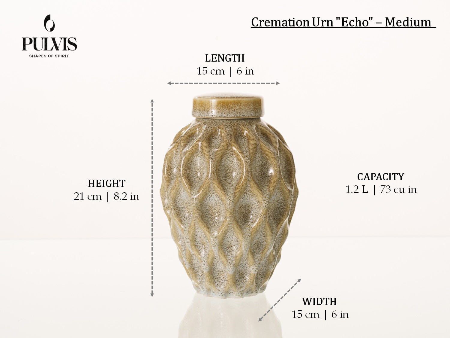 Pulvis Art Urns Medium Size Urn Cremation Urn "Echo" - 3D Printed Ceramic Urn | Medium - sizes