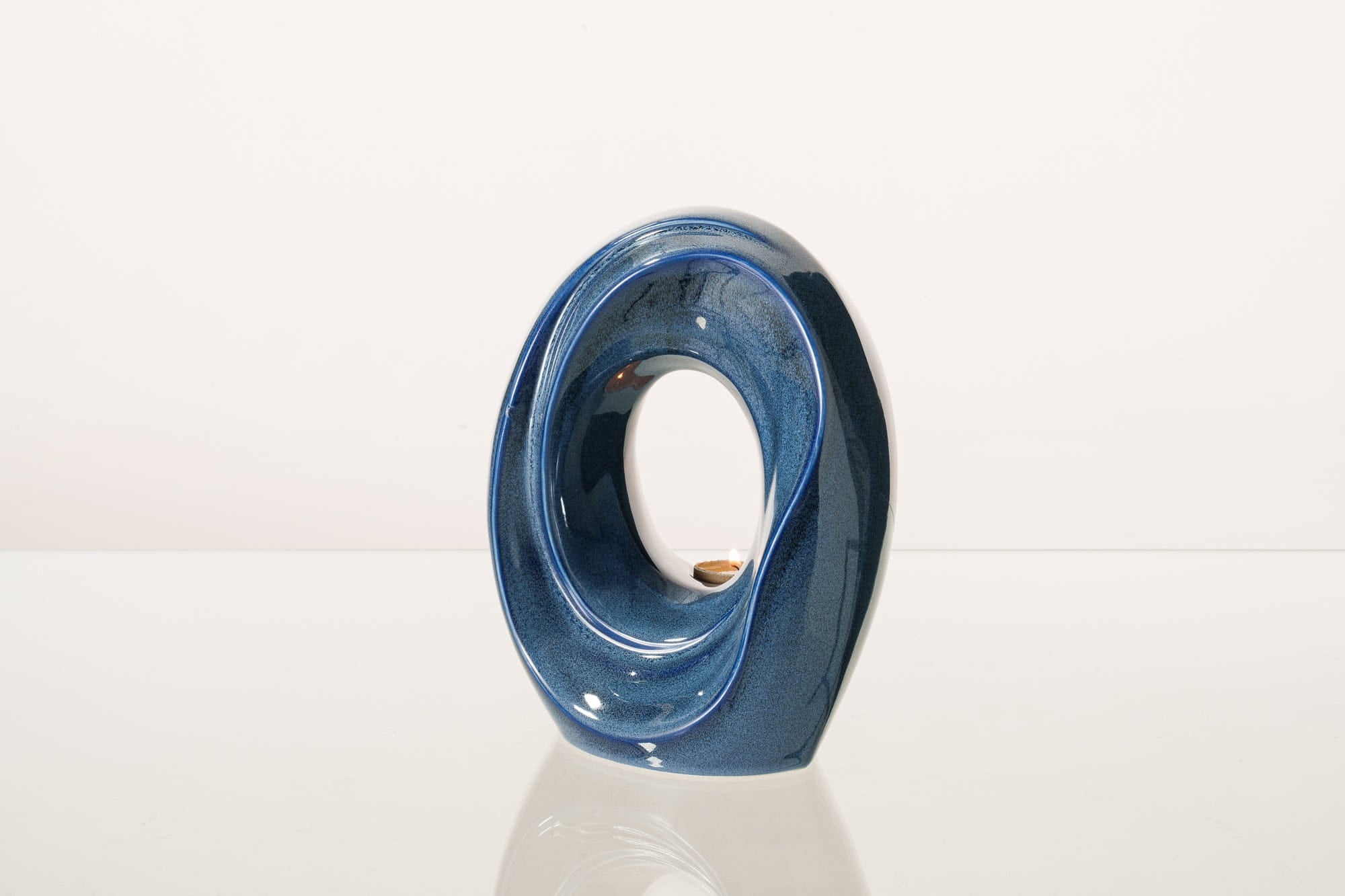 Artisan Cremation Urn for Ashes "The Passage" - Medium Urn | Blue Melange | Ceramic - Pulvis Art Urns