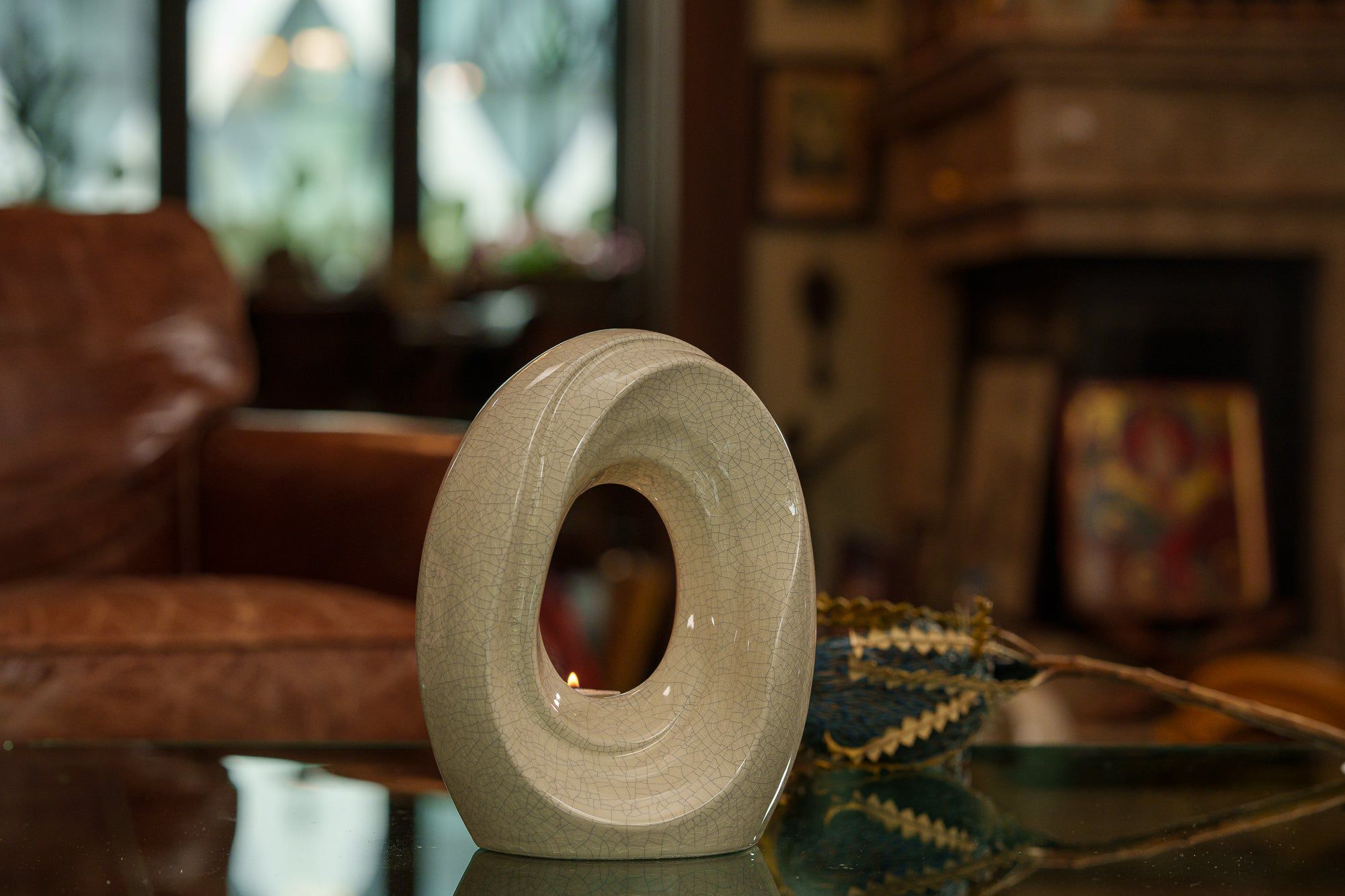 Artisan Cremation Urn for Ashes "The Passage" - Medium Urn | Craquelure | Ceramic - Pulvis Art Urns