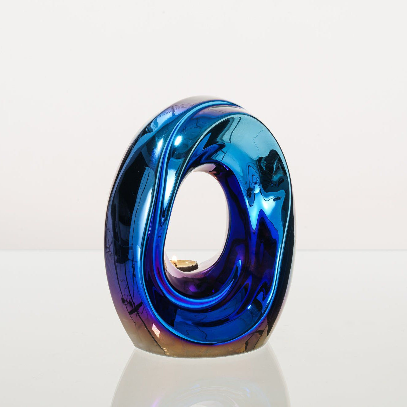 Artisan Cremation Urn for Ashes "The Passage" - Medium Urn | Glossy Blue | Ceramic - Pulvis Art Urns