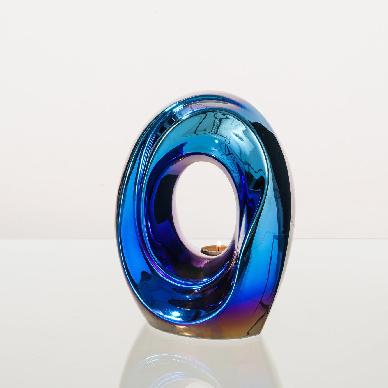 Artisan Cremation Urn for Ashes "The Passage" - Medium Urn | Glossy Blue | Ceramic - Pulvis Art Urns