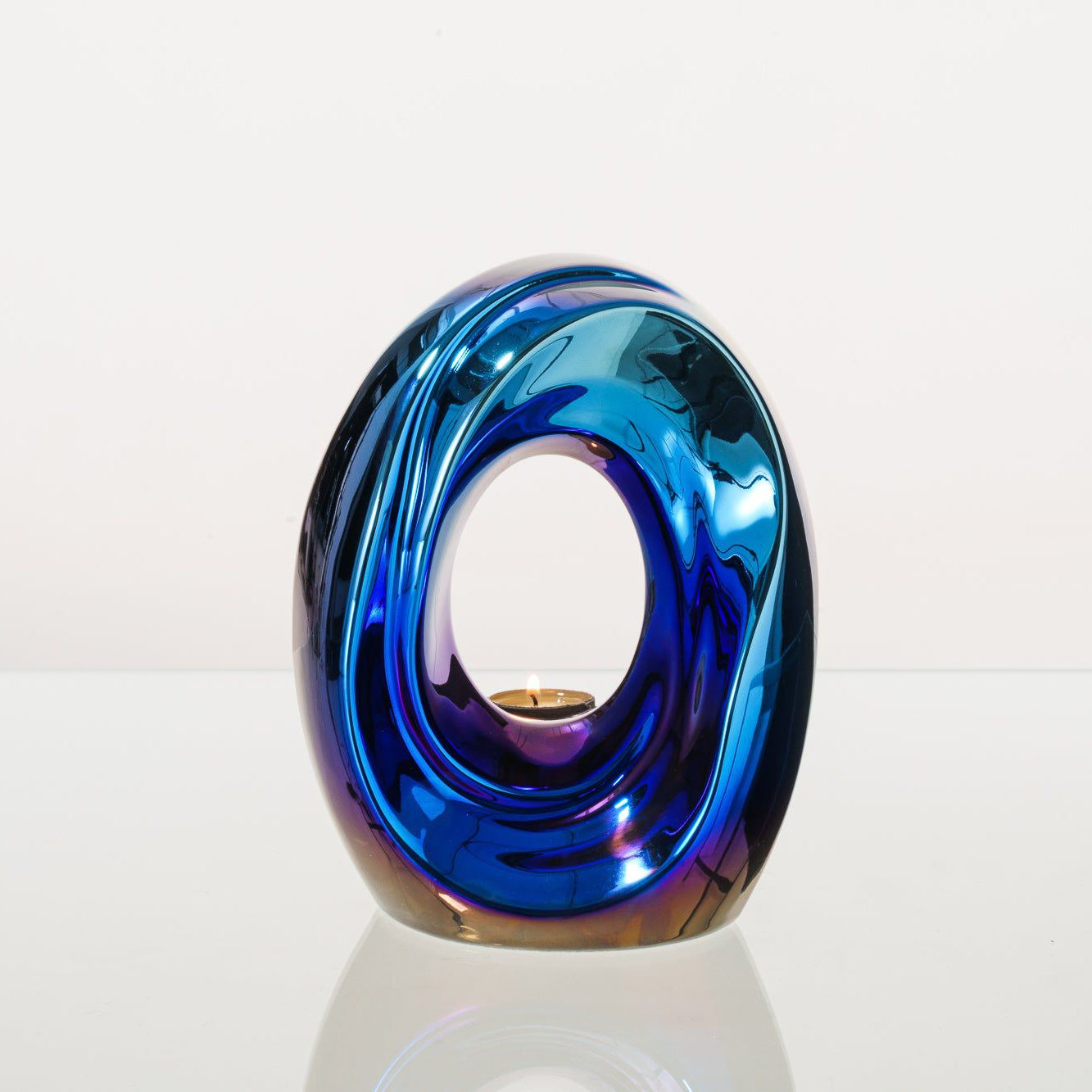 Artisan Cremation Urn for Ashes "The Passage" - Medium Urn | Glossy Blue | Ceramic - Pulvis Art Urns