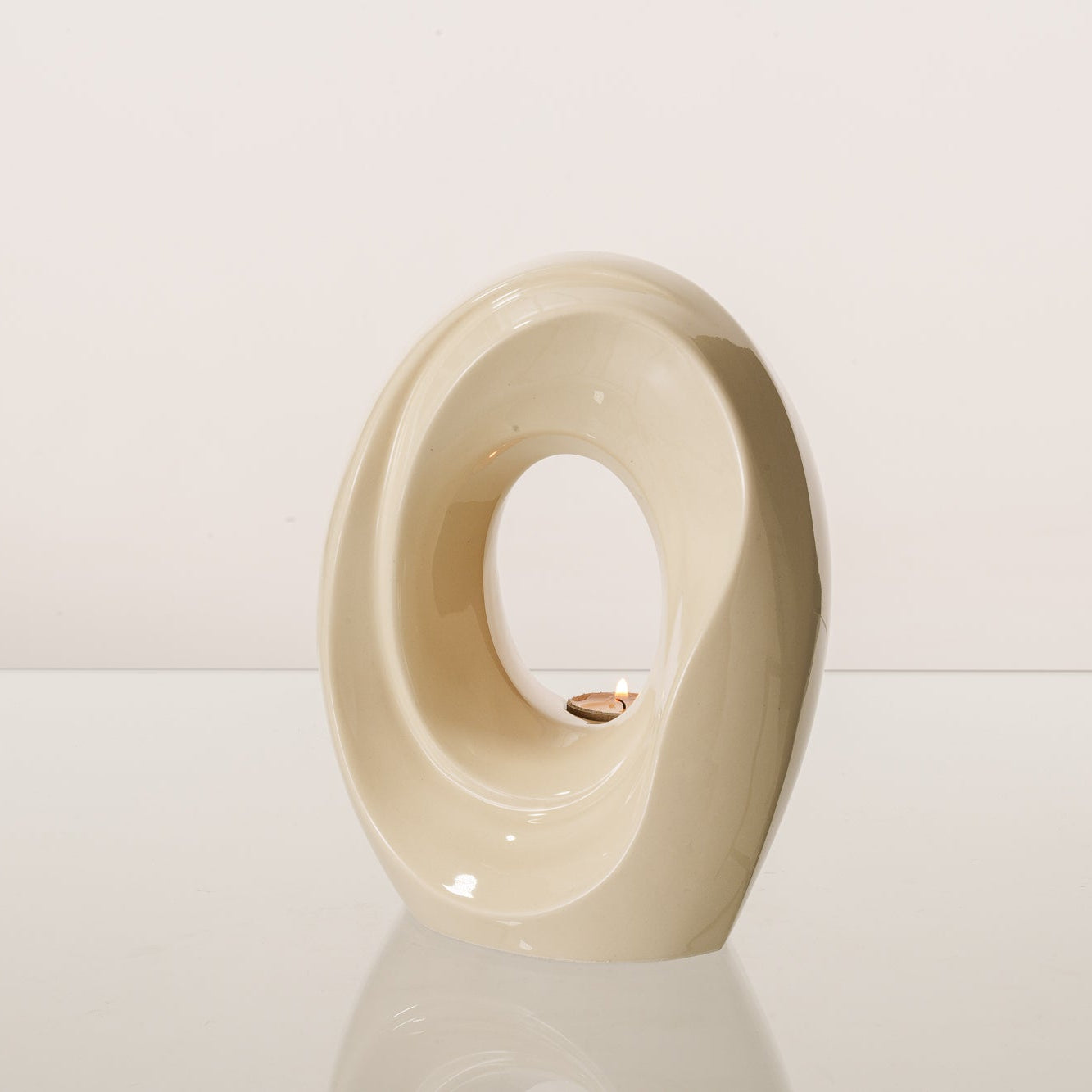 Artisan Cremation Urn for Ashes "The Passage" - Medium Urn | Off-White | Ceramic - Pulvis Art Urns