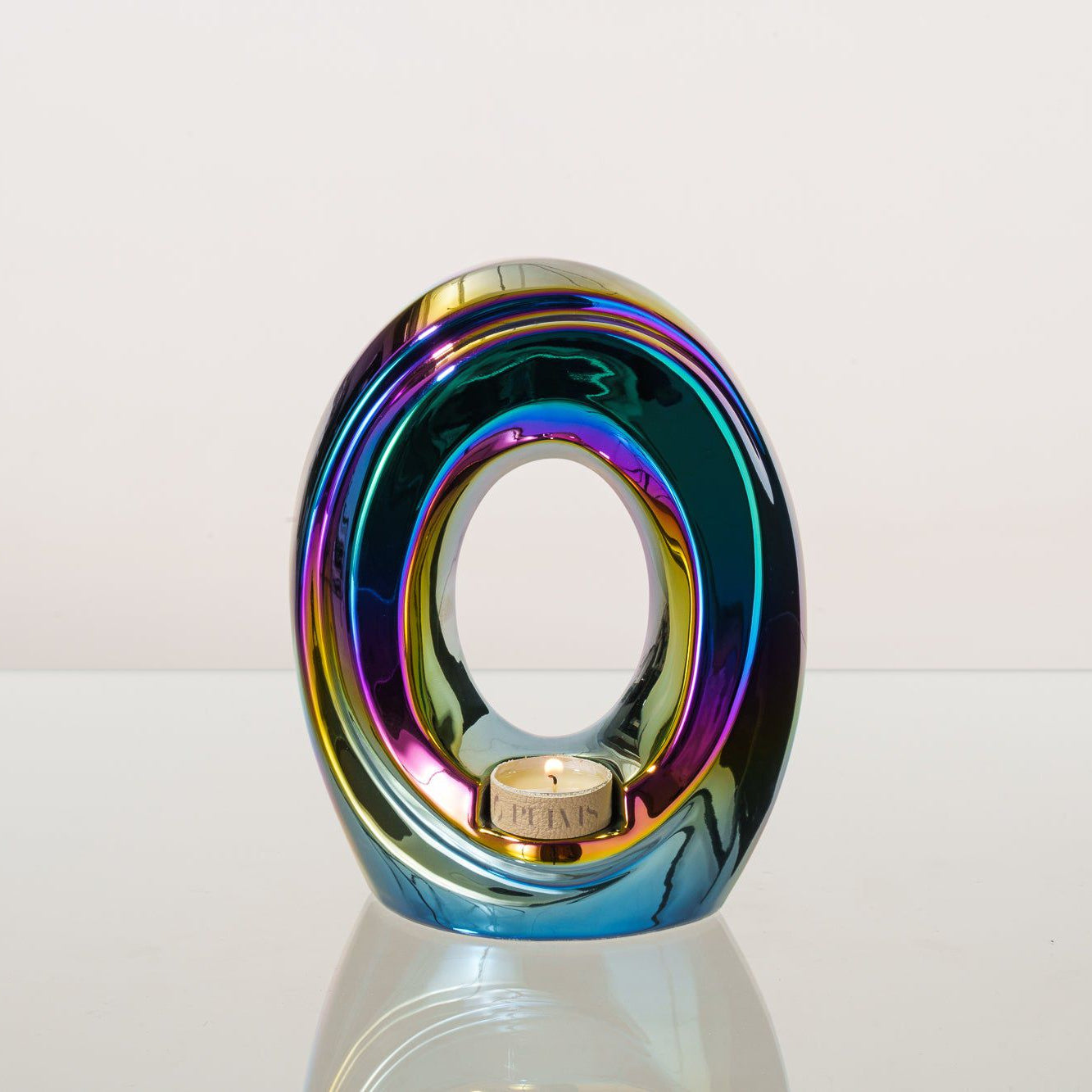Artisan Cremation Urn for Ashes "The Passage" - Medium Urn | Rainbow Chrome | Ceramic - Pulvis Art Urns