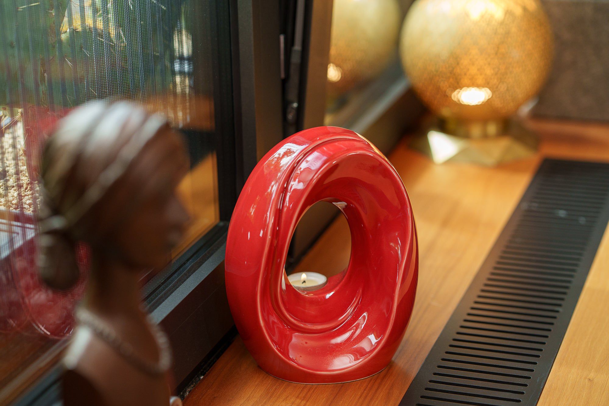 Artisan Cremation Urn for Ashes "The Passage" - Medium Urn | Red | Ceramic - Pulvis Art Urns