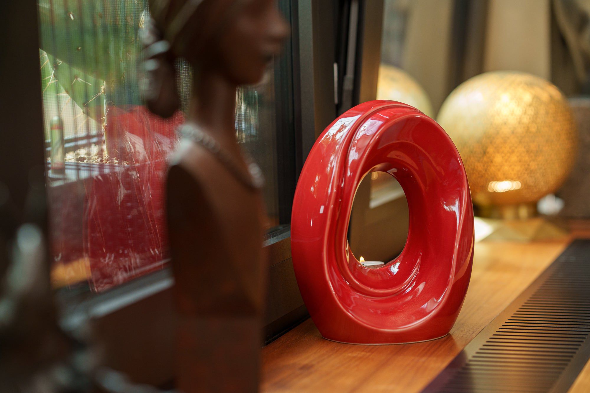 Artisan Cremation Urn for Ashes "The Passage" - Medium Urn | Red | Ceramic - Pulvis Art Urns