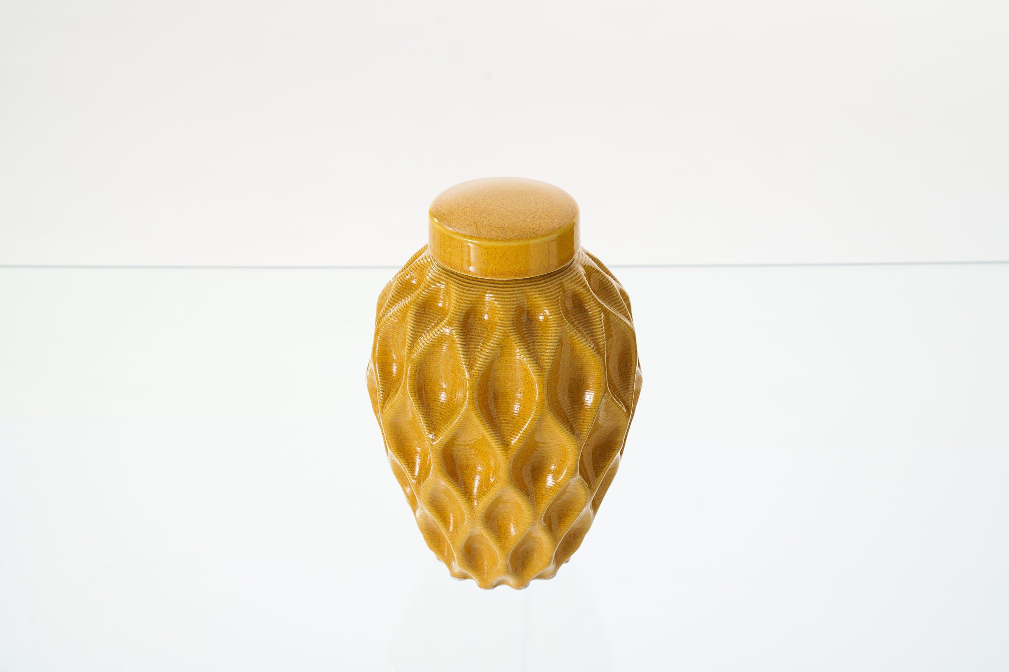 Cremation Urn "Echo" - 3D Printed Ceramic Urn | Amber Yellow | Medium - Pulvis Art Urns