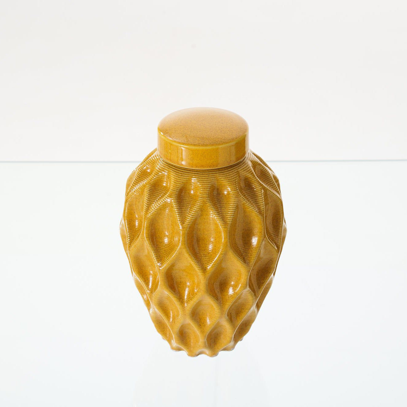 Cremation Urn "Echo" - 3D Printed Ceramic Urn | Amber Yellow | Medium - Pulvis Art Urns