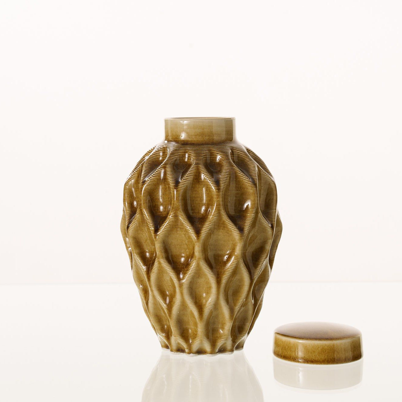 Cremation Urn "Echo" - 3D Printed Ceramic Urn | Dark Sand | Medium - Pulvis Art Urns