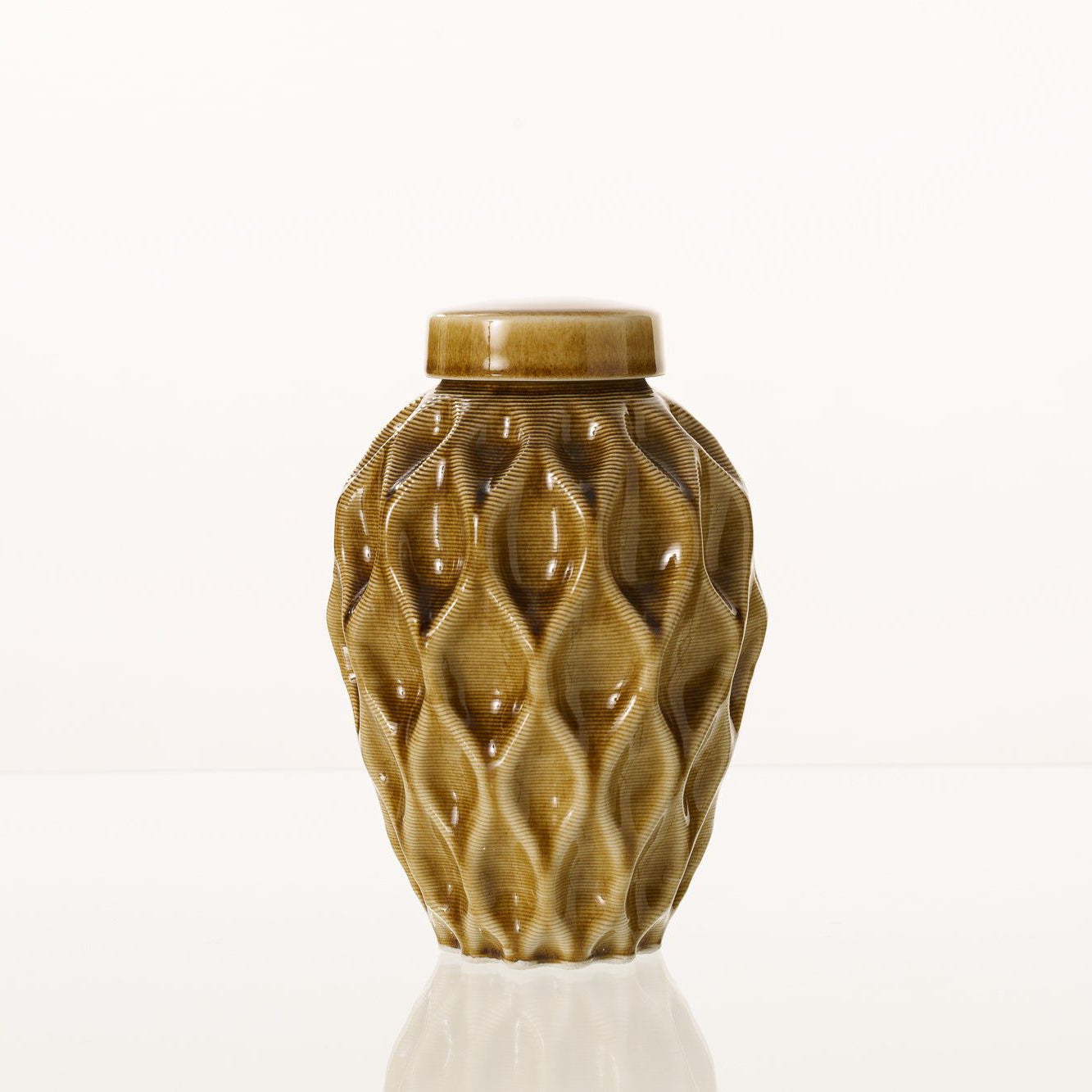 Cremation Urn "Echo" - 3D Printed Ceramic Urn | Dark Sand | Medium - Pulvis Art Urns