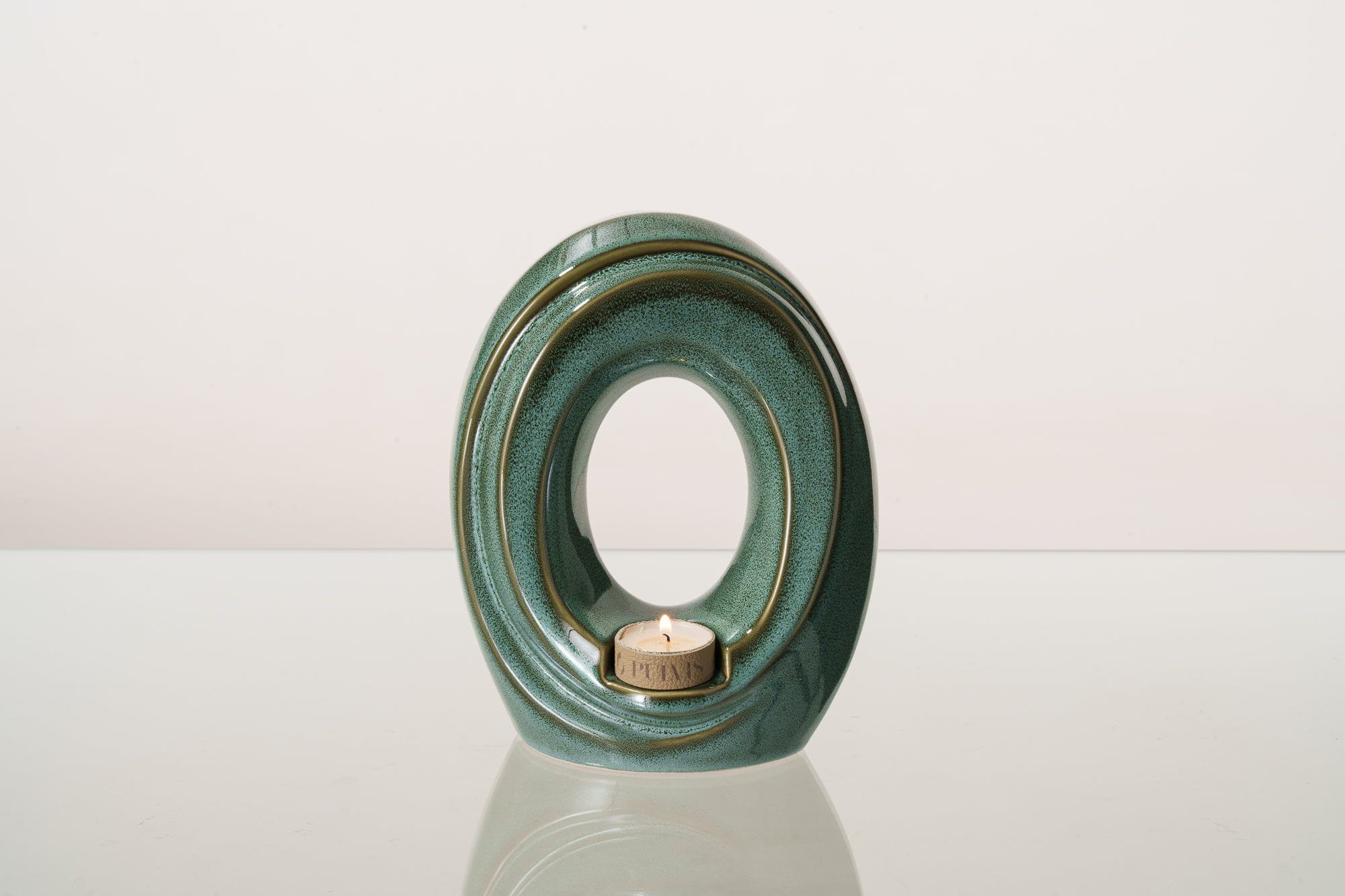 Cremation Urn for Ashes "The Passage" - Medium Urn | Oily Green Melange | Ceramic - Pulvis Art Urns