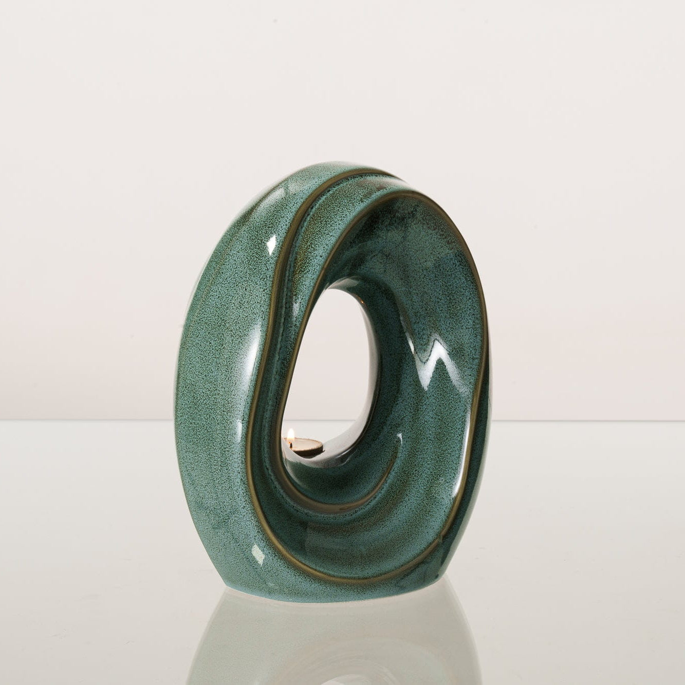 Cremation Urn for Ashes "The Passage" - Medium Urn | Oily Green Melange | Ceramic - Pulvis Art Urns