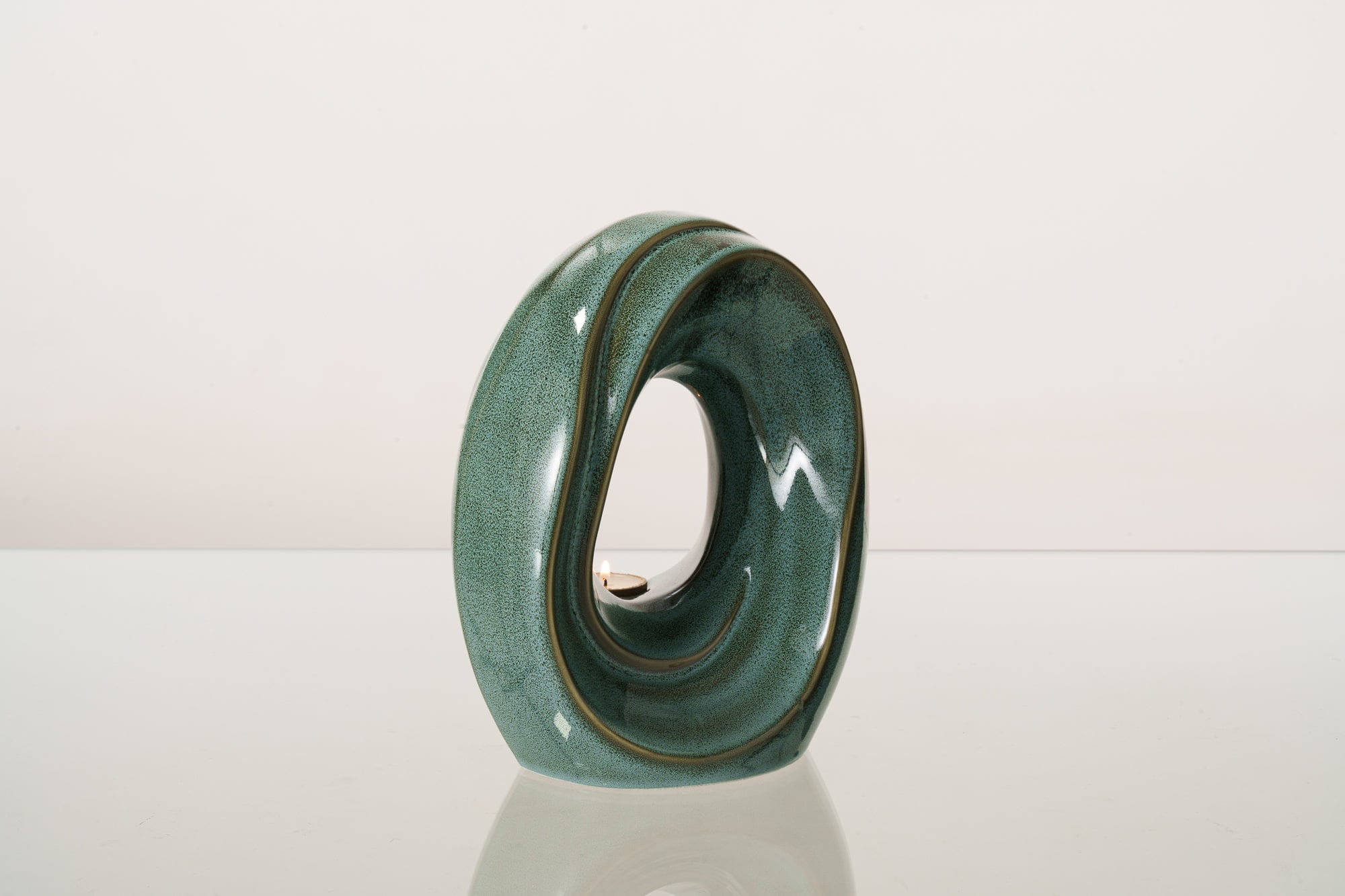 Cremation Urn for Ashes "The Passage" - Medium Urn | Oily Green Melange | Ceramic - Pulvis Art Urns