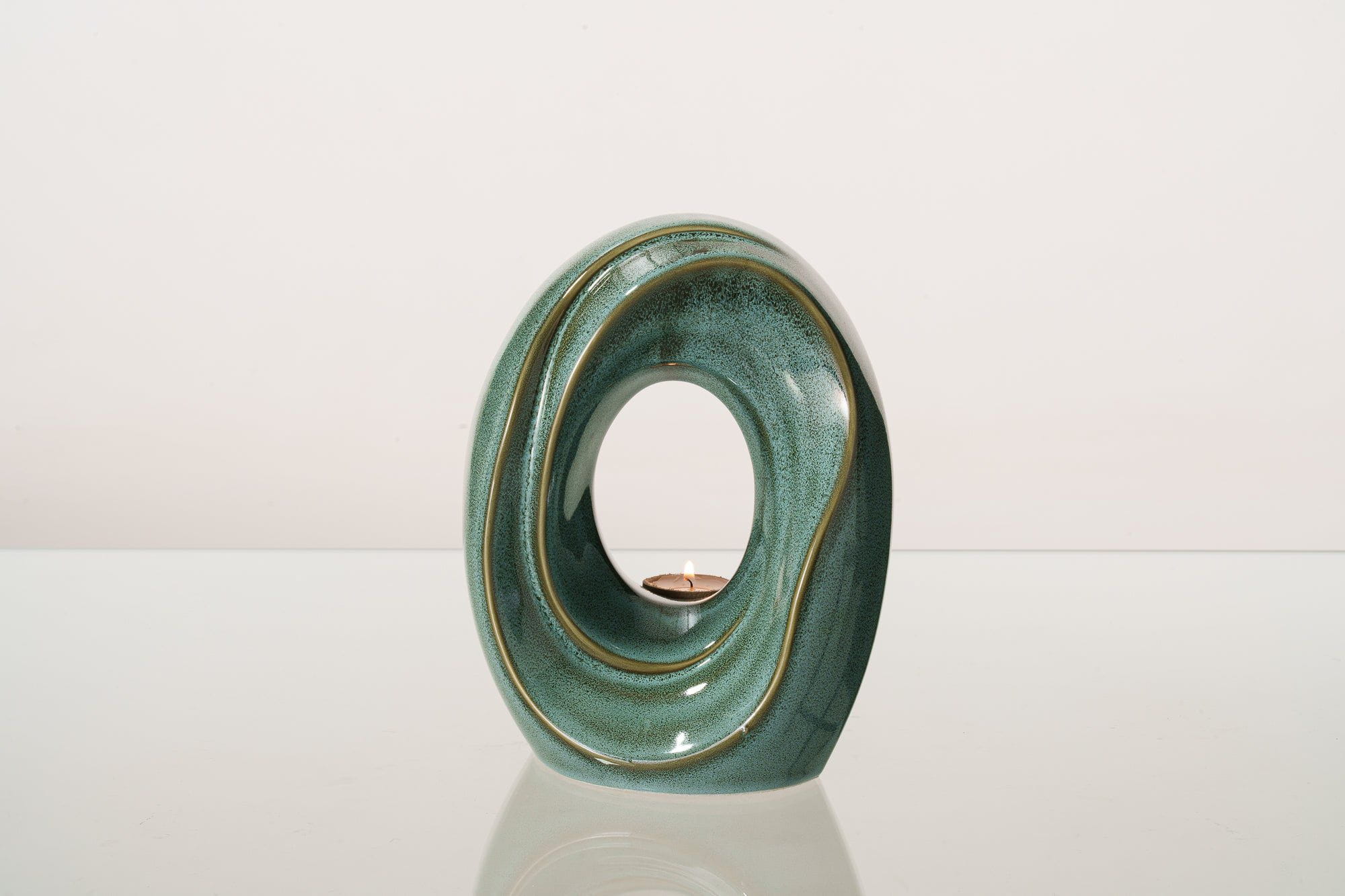 Cremation Urn for Ashes "The Passage" - Medium Urn | Oily Green Melange | Ceramic - Pulvis Art Urns