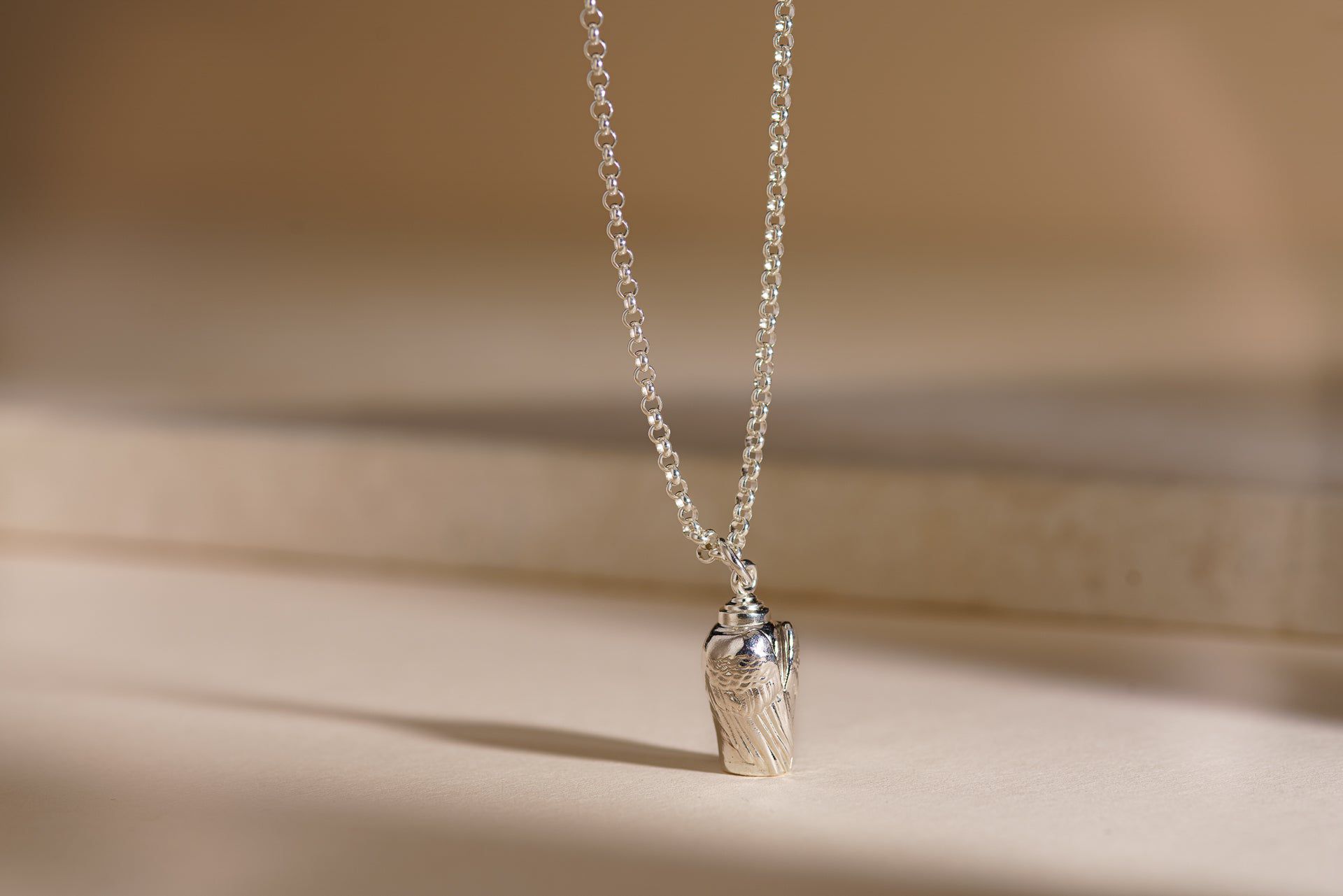 Memorial Cremation Necklace – Wings | Silver | Handmade Cremation Jewelry - Pulvis Art Urns