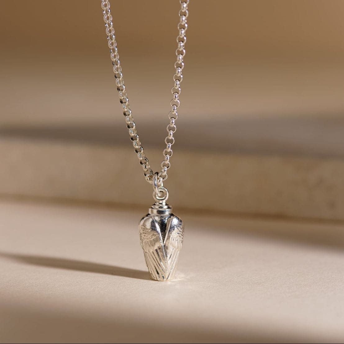 Memorial Cremation Necklace – Wings Silver Handmade Cremation Jewelry