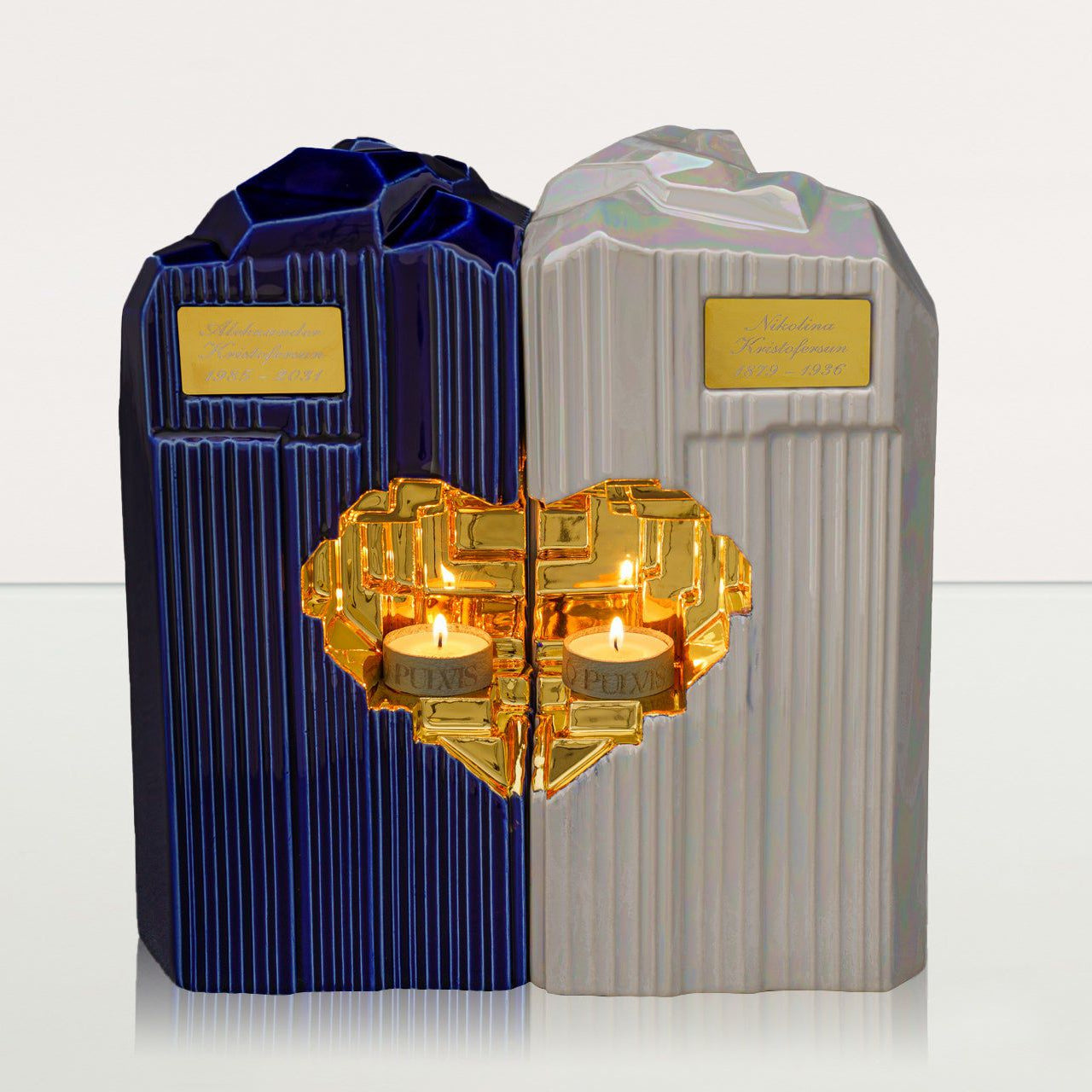 Handmade Companion Urn for Ashes "Heart" - Large | Ceramic Double Urn - Pulvis Art Urns