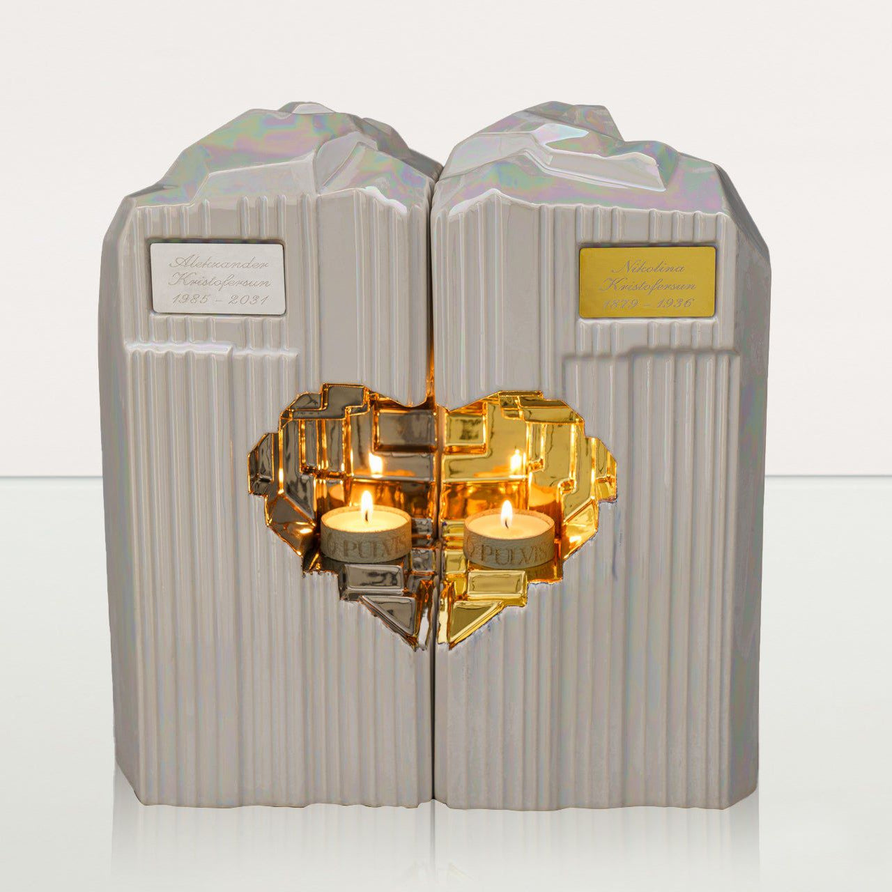 Handmade Companion Urn for Ashes "Heart" - Large | Ceramic Double Urn - Pulvis Art Urns