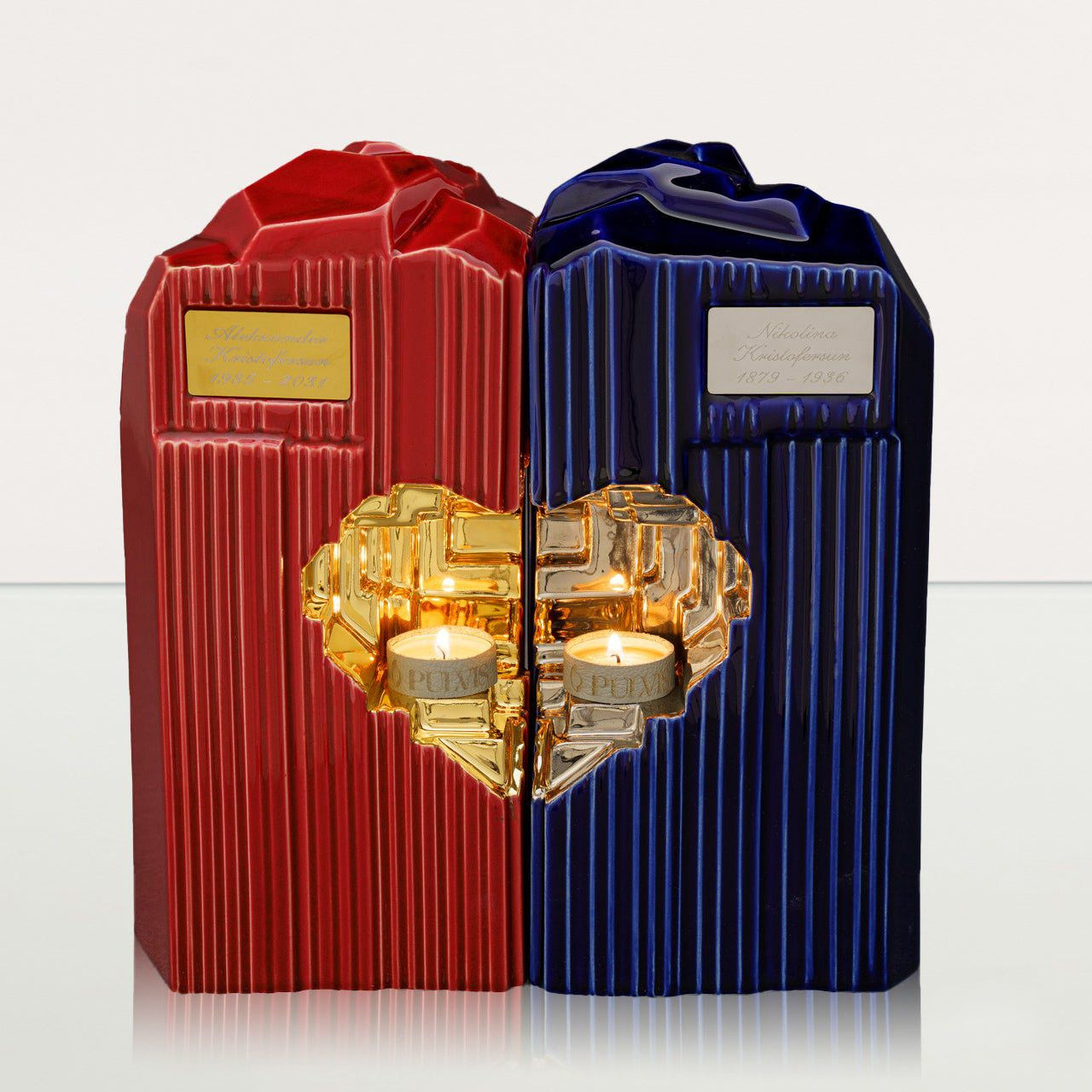 Handmade Companion Urn for Ashes "Heart" - Large | Ceramic Double Urn - Pulvis Art Urns