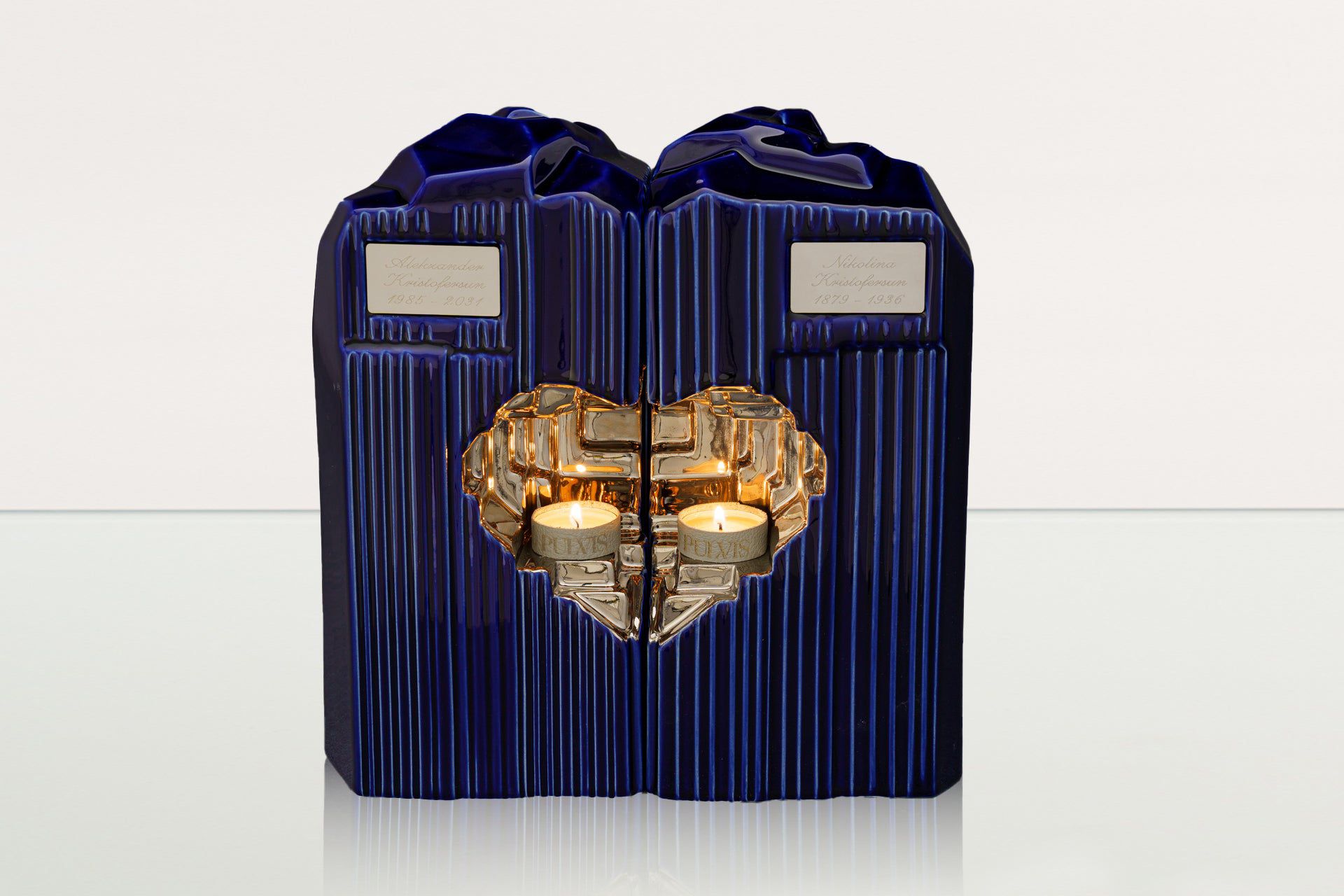 Handmade Companion Urn for Ashes "Heart" - Large | Ceramic Double Urn - Pulvis Art Urns