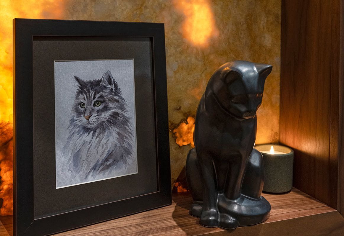 Neko Memorial Bundle - 4 Pieces - Portrait | Urn | Nameplate Holder | Scented Candle - Pulvis Art Urns
