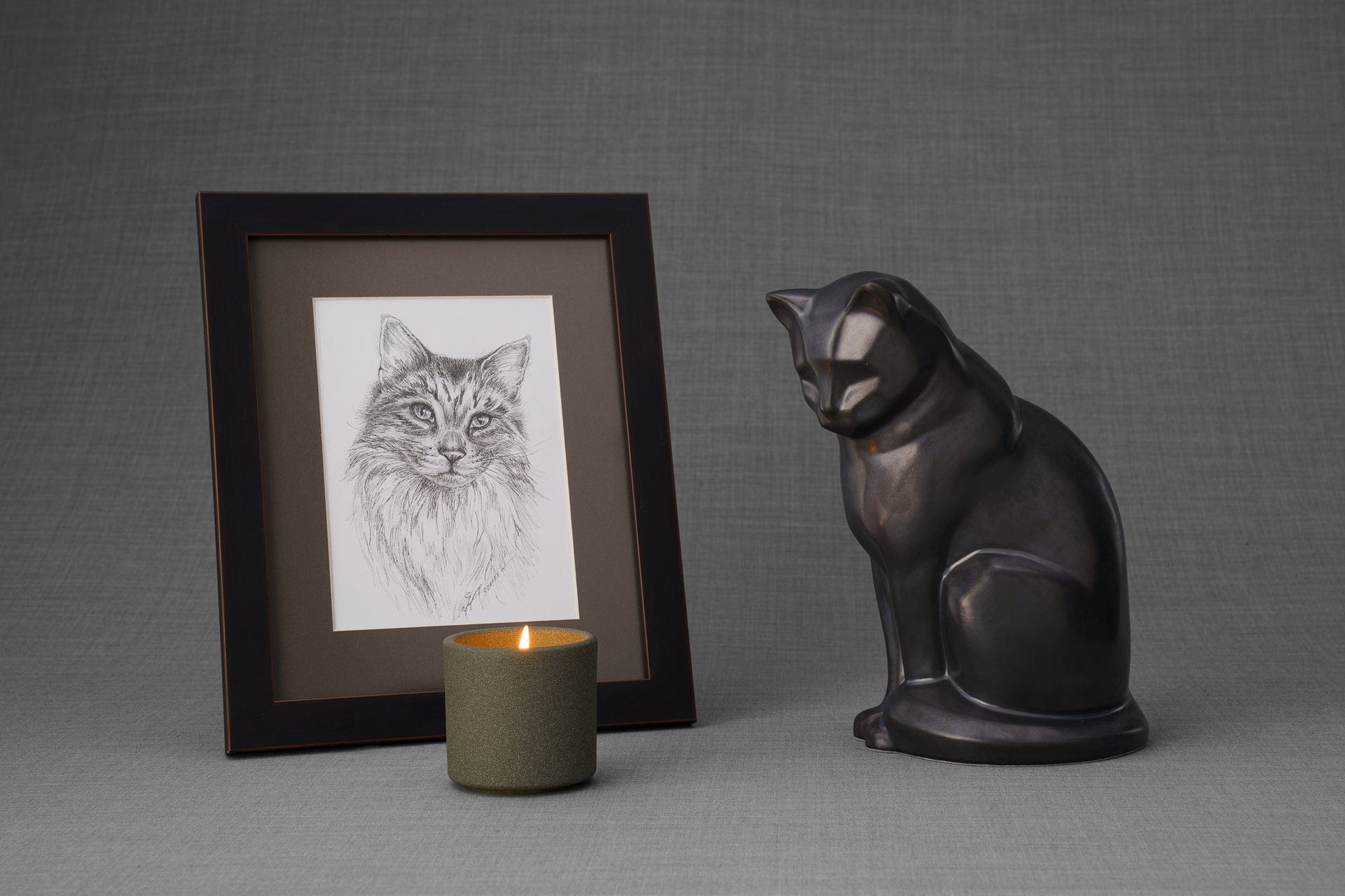 Neko Memorial Bundle - 4 Pieces - Portrait | Urn | Nameplate Holder | Scented Candle - Pulvis Art Urns