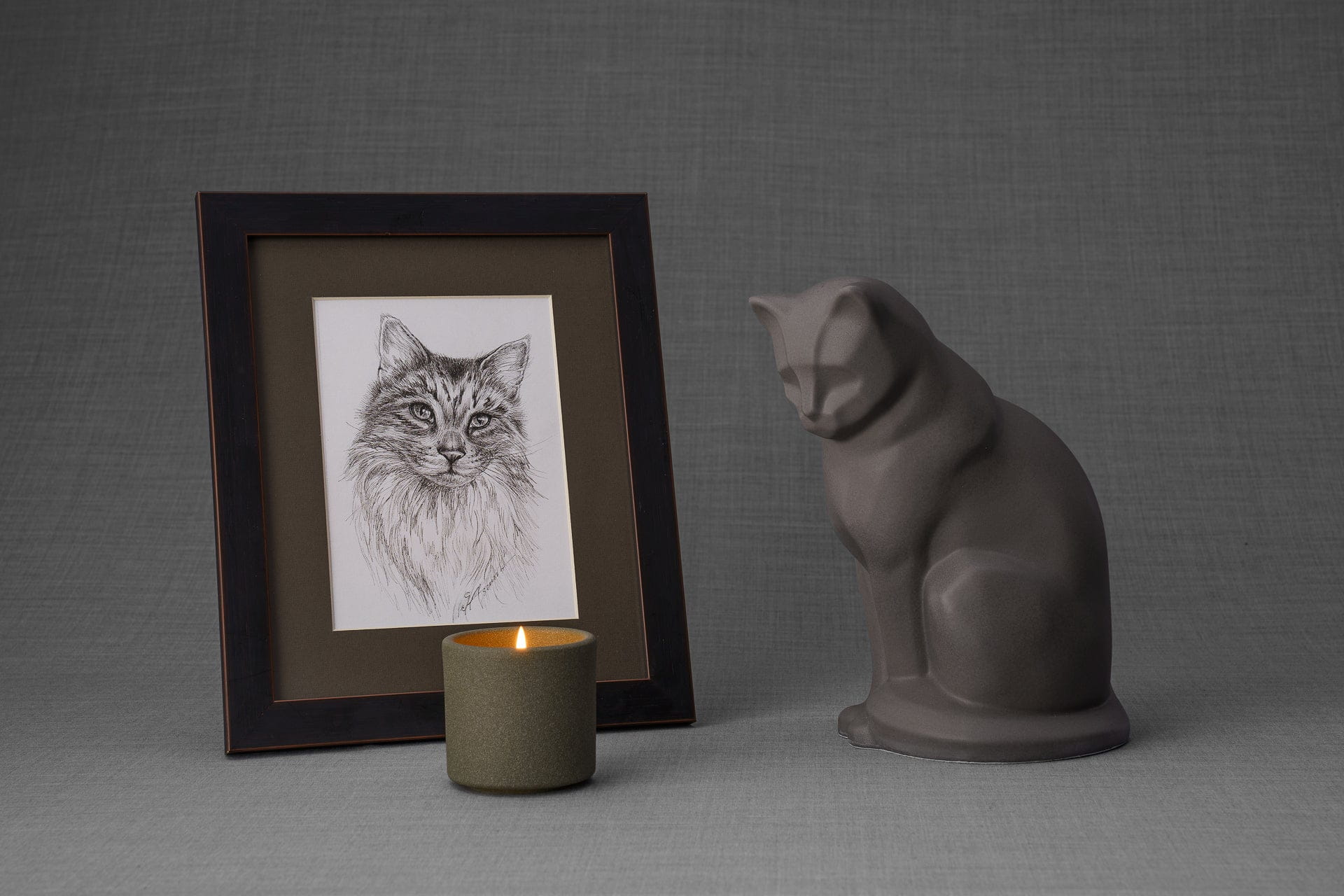 Neko Memorial Bundle - 4 Pieces - Portrait | Urn | Nameplate Holder | Scented Candle - Pulvis Art Urns