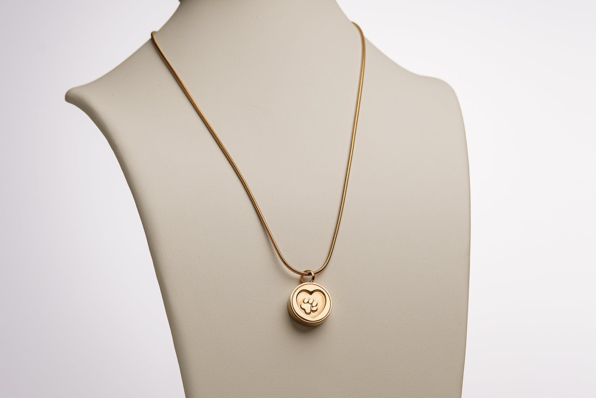 Pet Cremation Necklace – Paw | Stainless Steel | Memorial Jewelry | Brass Finish - Pulvis Art Urns