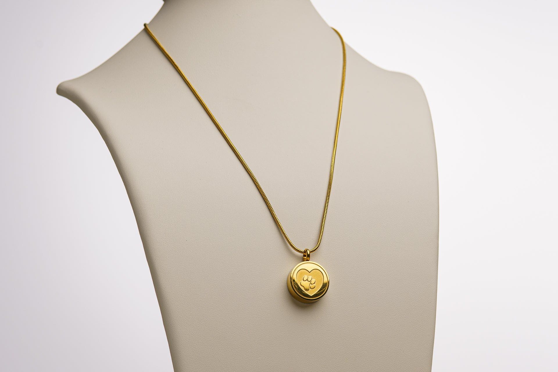 Pet Cremation Necklace – Paw | Stainless Steel | Memorial Jewelry | Gold Finish - Pulvis Art Urns