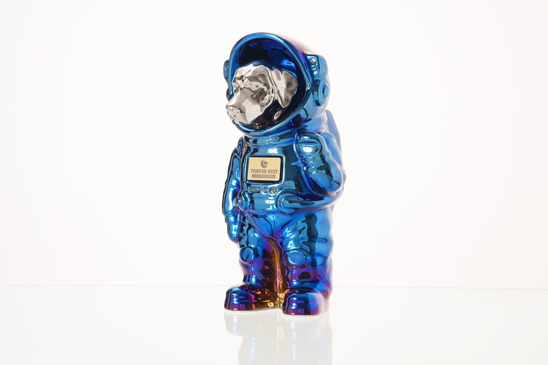 Pulvis Art Urns Pet Cremation Urn Glossy Blue / Platinum / No Dog Cremation Urn Labrador - Customizable Figure | Handmade Pet Urn