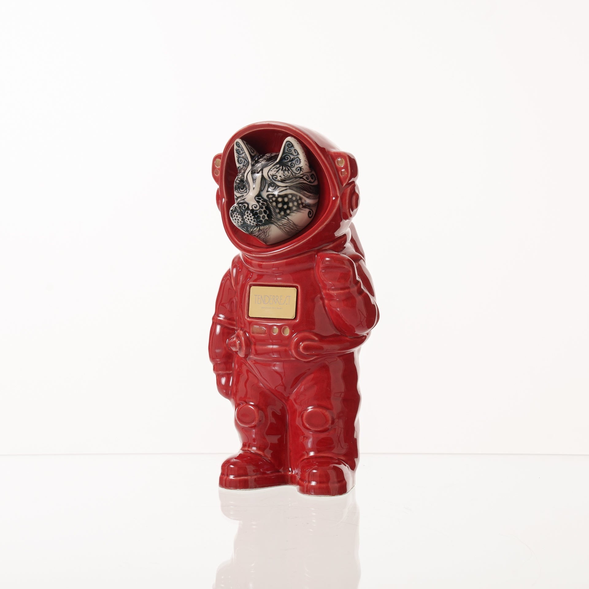 Pulvis Art Urns Pet Cremation Urn Spirit / Red / Yes (+$50) Hand Decorated Pet Urn - Dog | Ceramic Handmade Figure