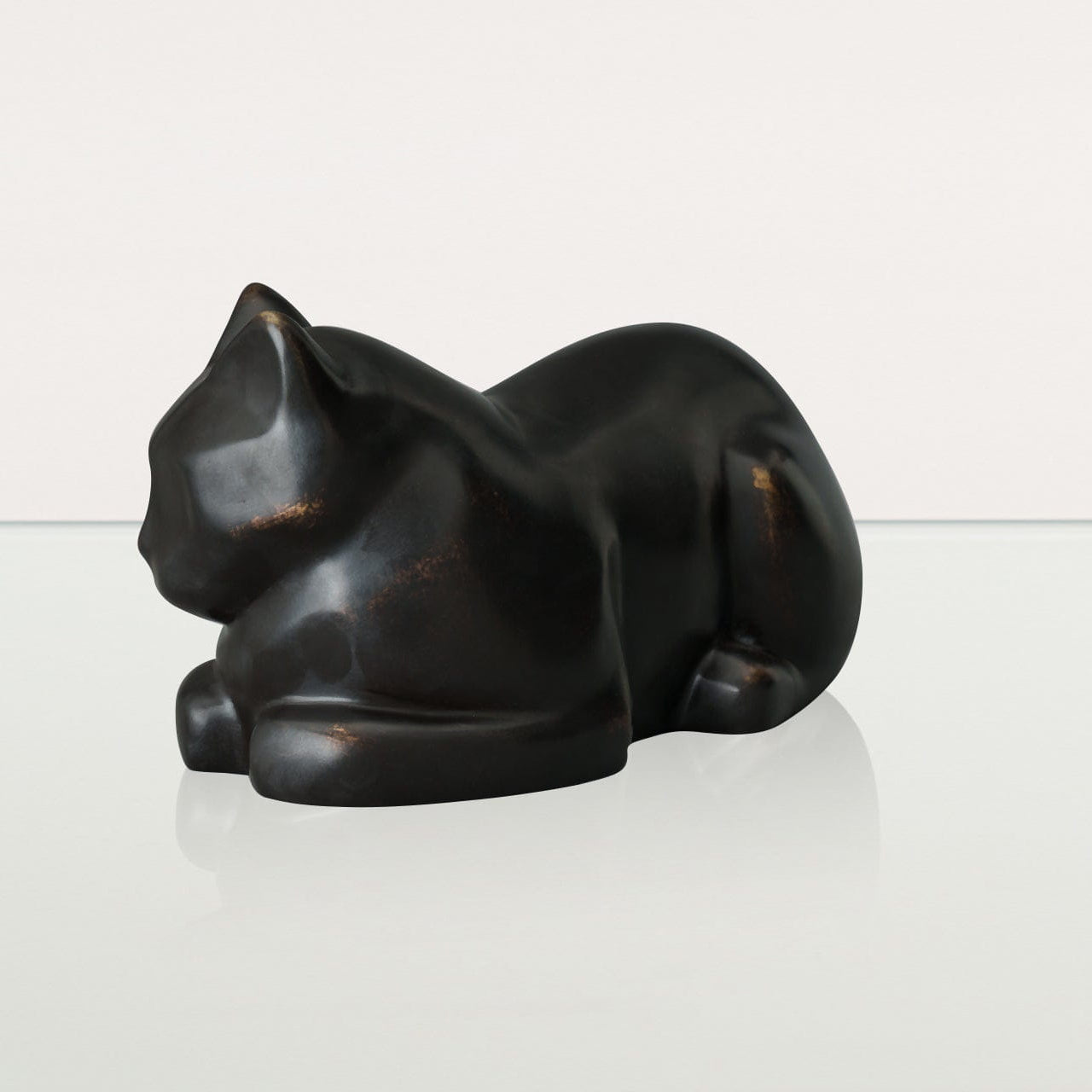 Cast Bronze Cat Urn "At Rest" | Dark Matte Patina | Cast Bronze Urn - Pulvis Art Urns