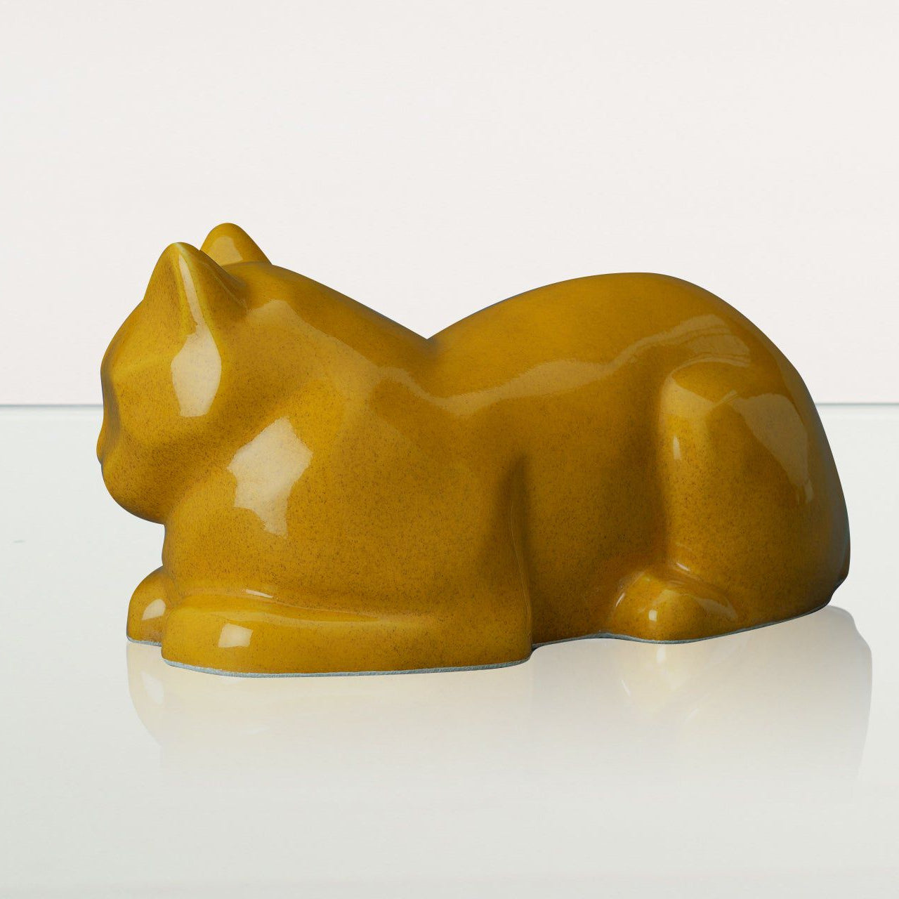 Cat Cremation Urn for Ashes - Amber Yellow | Ceramic | Handmade Cat Urn - Pulvis Art Urns